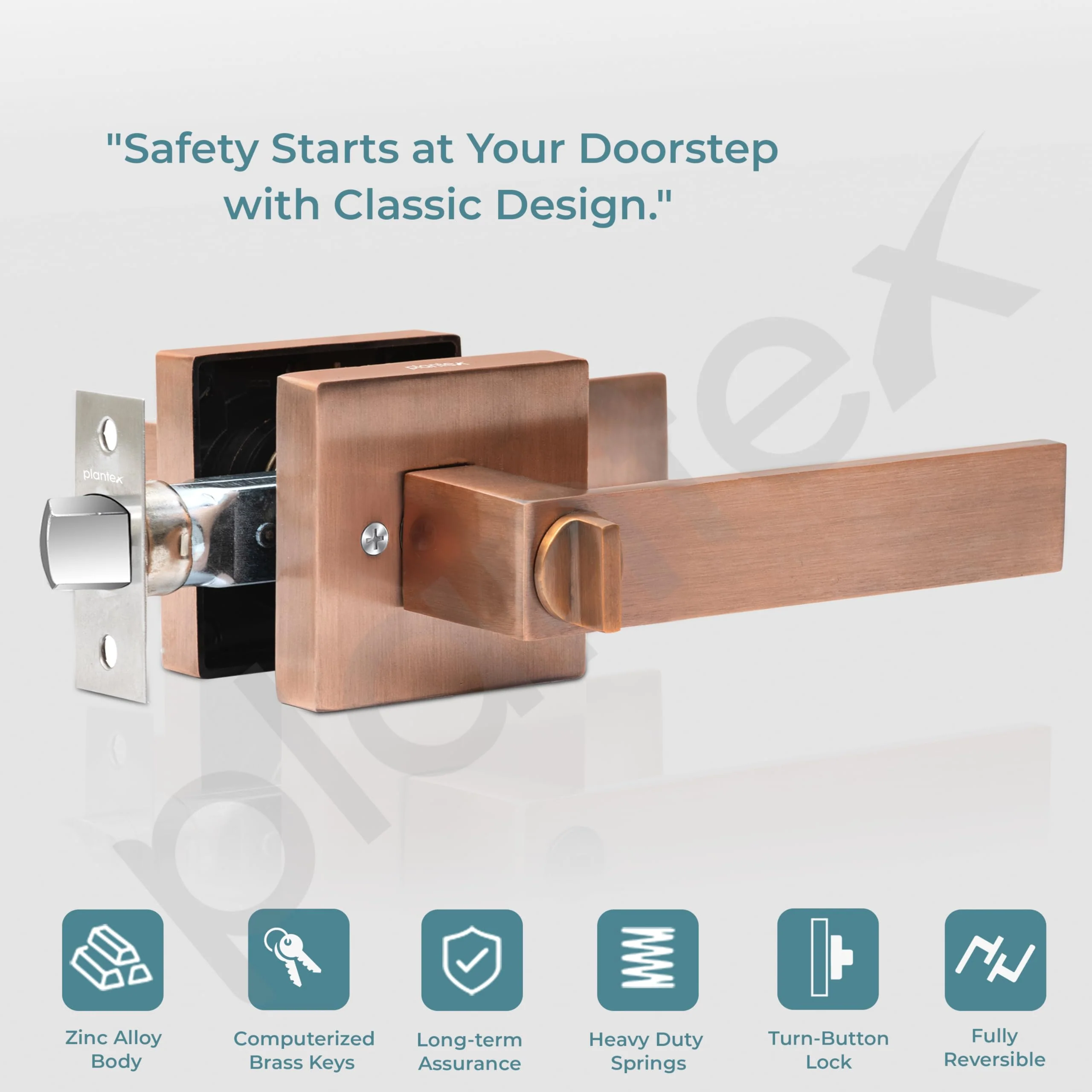 Plantex Door Lock/Heavy Duty Main Door Lock with 3 Key/Mortise Lock for Home/Office/Hotel - (9807-Copper Antique) - Image 3