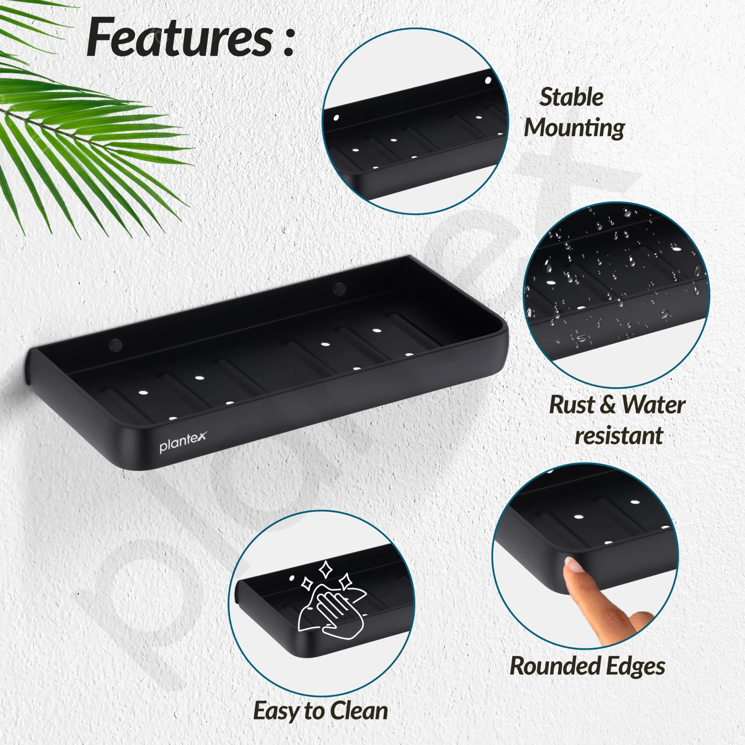 Plantex Double Soap Holder for Bathroom/Dual Soap Case/Soap Stand/Bathroom Accessories - Pack of 1 (1503, Black) - Image 2