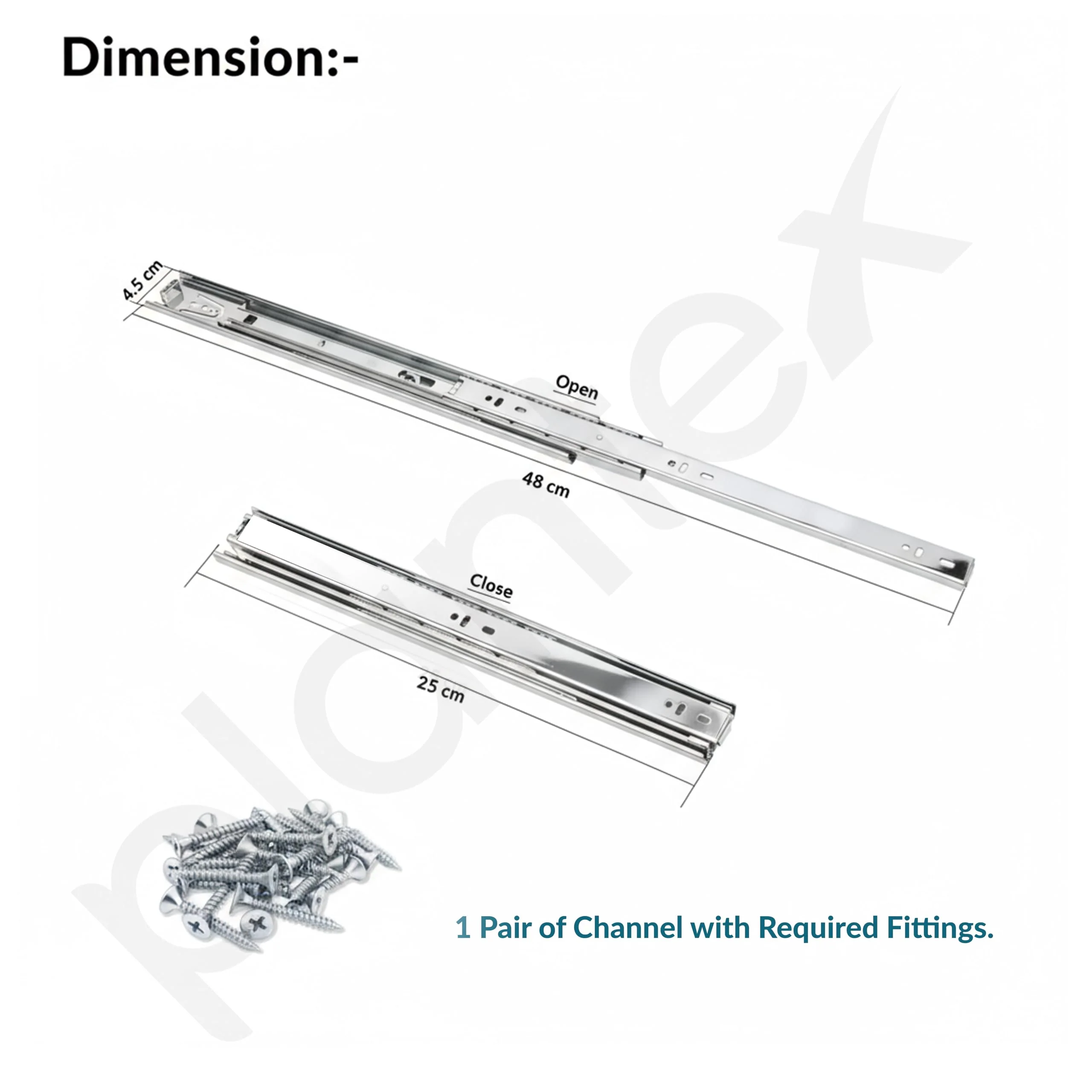 Plantex Drawer Channel/Ball Bearing Regular Close Channel for Drawer/Telescopic Drawer Channel for Wooden & Metals Drawers in Kitchen, Wardrobe, (10-Inch,Silver) Pair - Image 3
