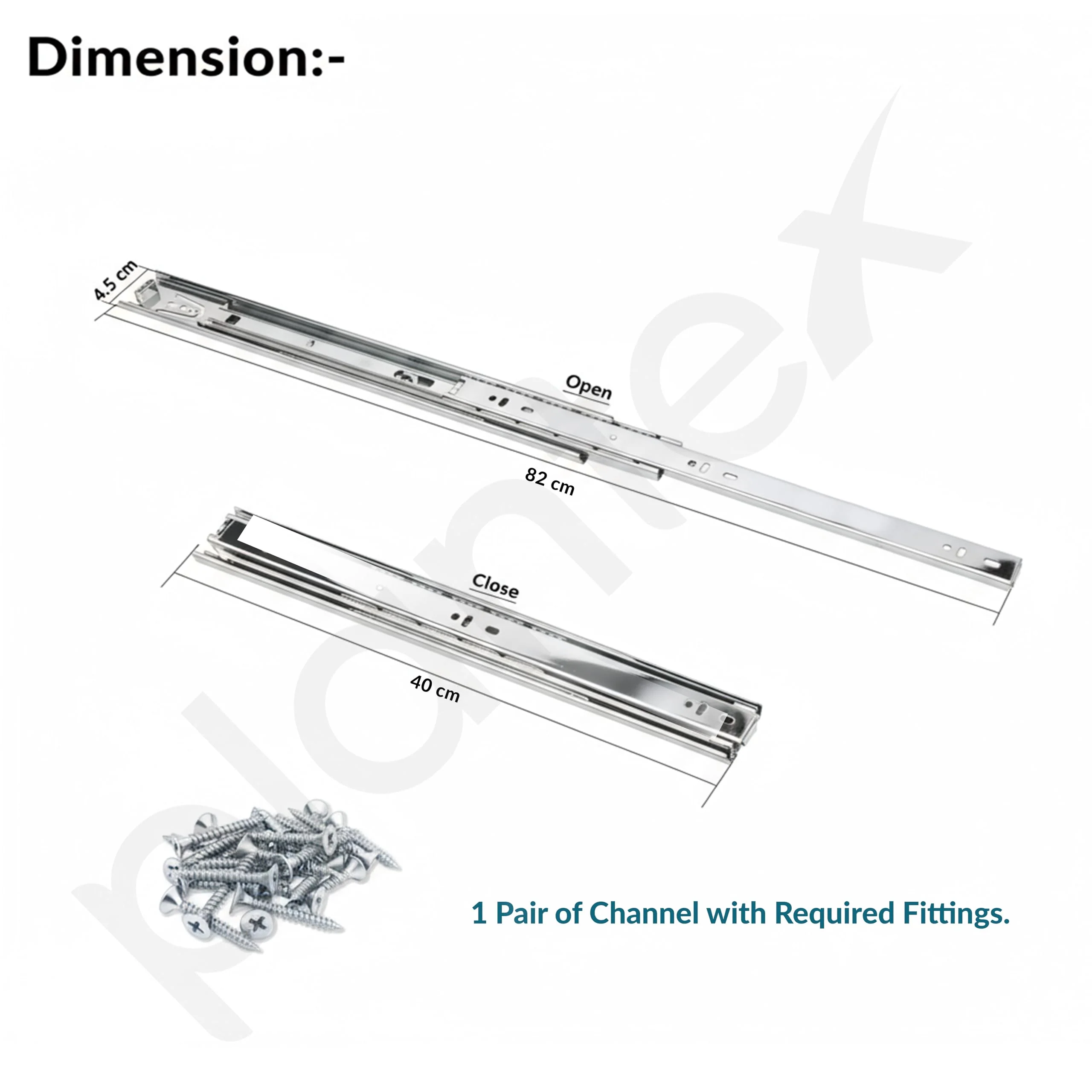 Plantex Drawer Channel/Regular Close Ball Bearing Channel for Drawer/Telescopic Channel for Wooden & Metals Drawers in Kitchen, Wardrobe, (16-Inch,Silver) 1 Pair Set - Image 3
