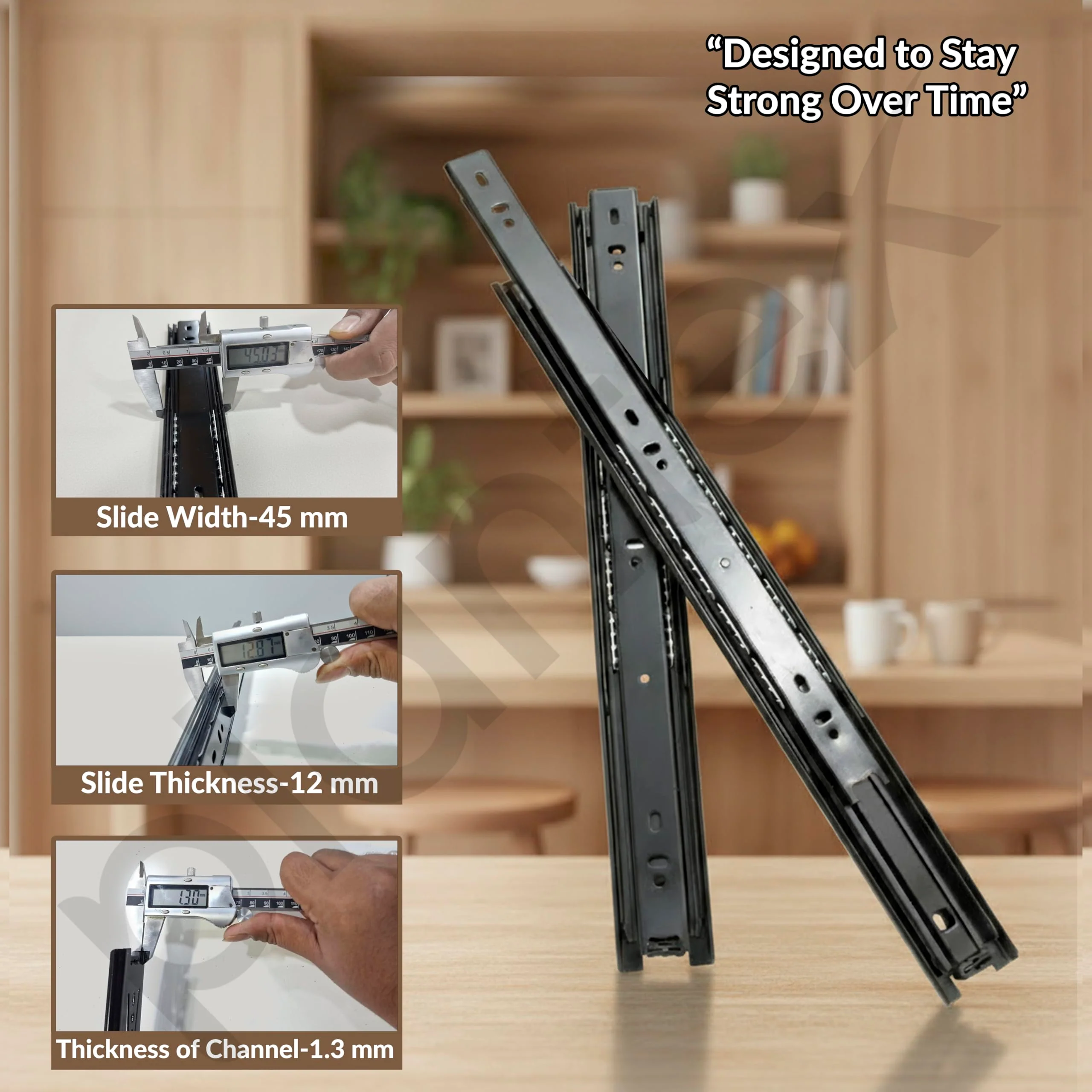 Plantex Drawer Channel/Regular Close Ball Bearing Slider Drawer Channel for Home, Kitchen & Wardrobe/Channel for Drawer (10-Inch,Black) Pair - Image 7