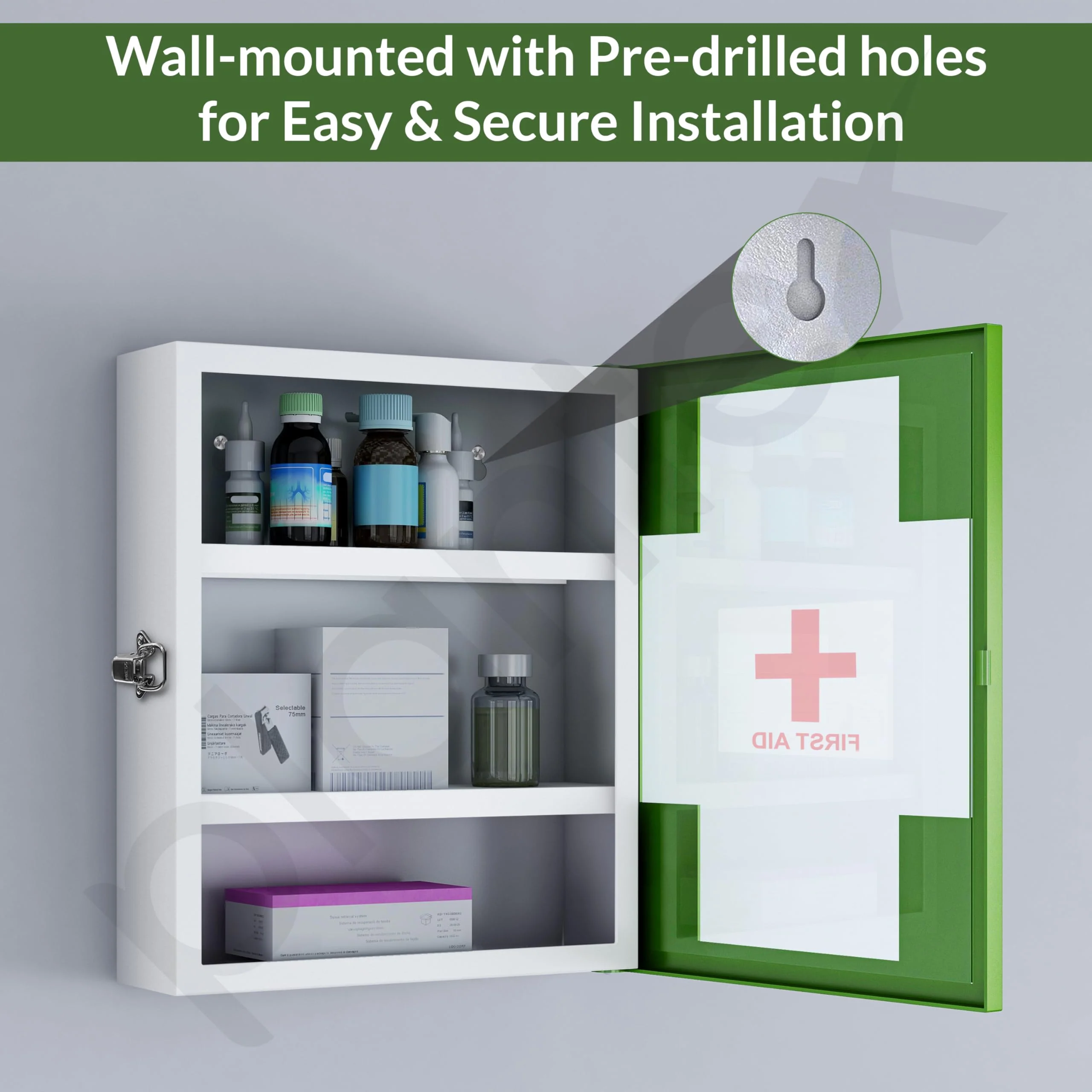 Plantex First Aid Box/Medical Box/Emergency First Aid Kit Box Without Key/Medicine Storage Box for Home, School & Office with Multi Compartment - (Green & White) - Image 7