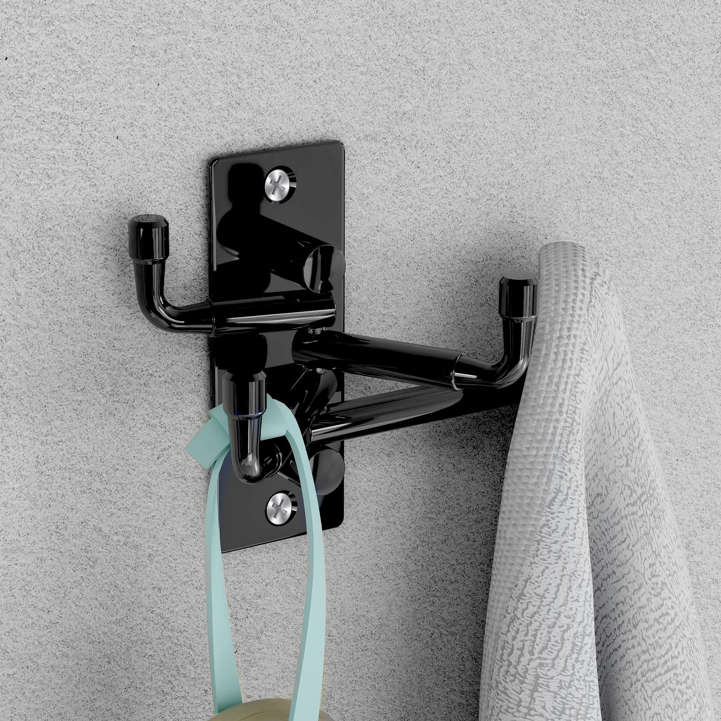 Plantex Flexible 4 pin Wall Hooks/Modern Wall Hanger/Hooks for Wall Heavy Items/Cloth Hanger/Towel Hanger for Wall (Black) Pack of 2 - Image 5
