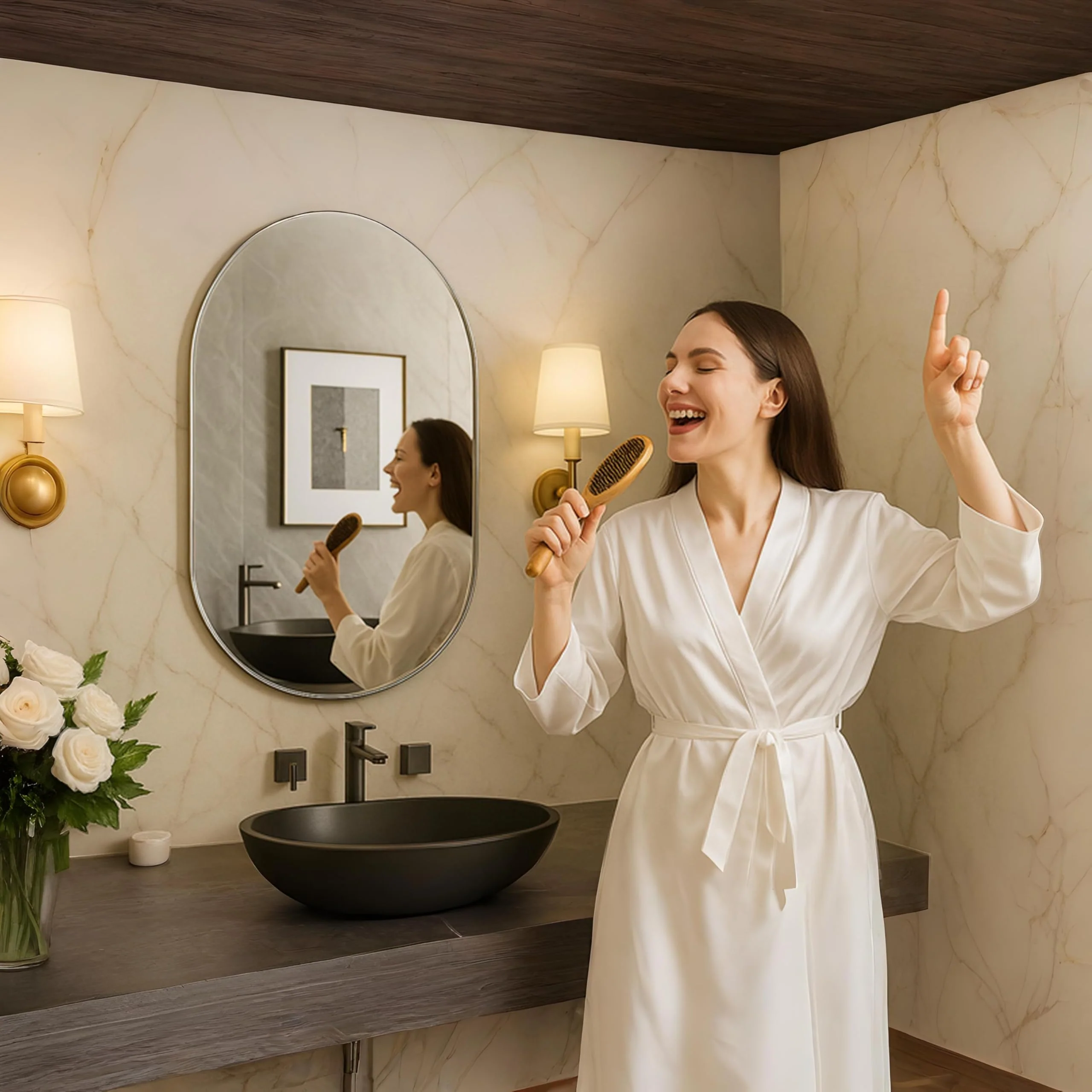 Plantex Frameless Mirror for Bathroom/Dressing Room/Living Room/Bedroom/Entryway - Capsule Shape (18 X 24 Inch) - Image 2