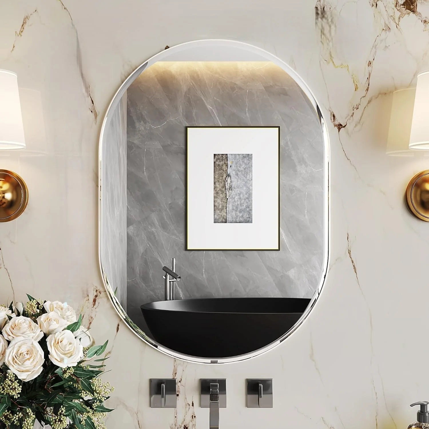Plantex Frameless Mirror for Bathroom/Dressing Room/Living Room/Bedroom/Entryway - Capsule Shape (18 X 24 Inch) - Image 6