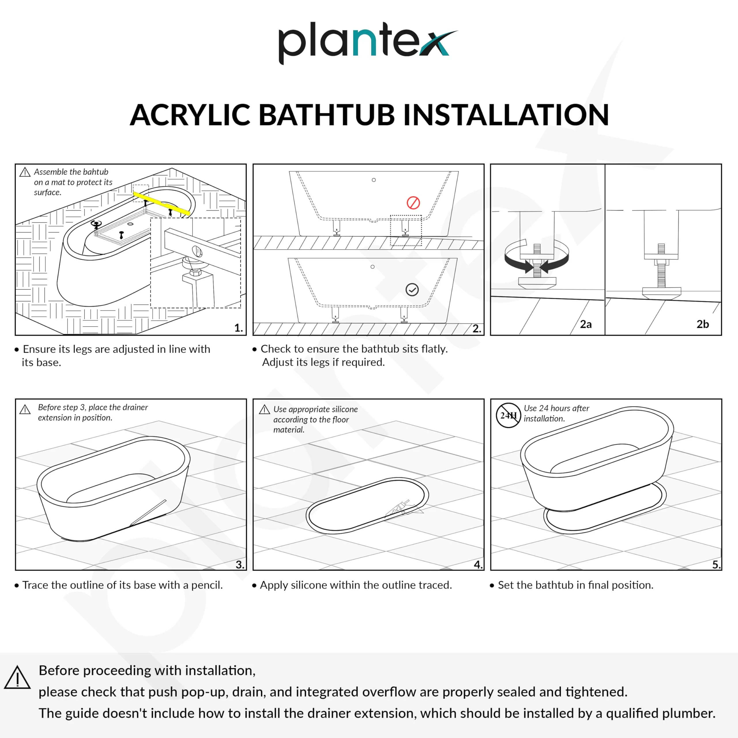 Plantex Freestanding Bathtub For Bathroom/Bath tub for Adults/Deep Soaker Bathtub with Overflow,Popup and Drain Pipe (BSM-223-White -1700mm) - Image 4