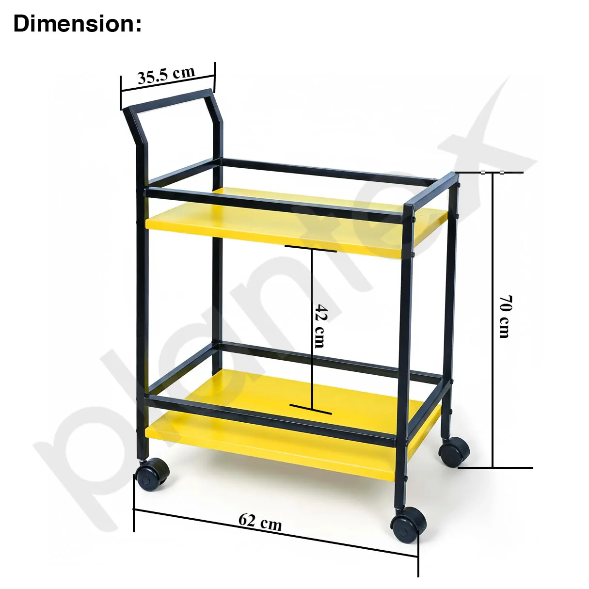 Plantex GI Steel 2 Tier Kitchen Home Storage Organizer Trolley with Wheels/Multipurpose Trolley Organizer Rolling Utility Cart for Home/Kitchen/Hospital - (Yellow & Black) - Image 4