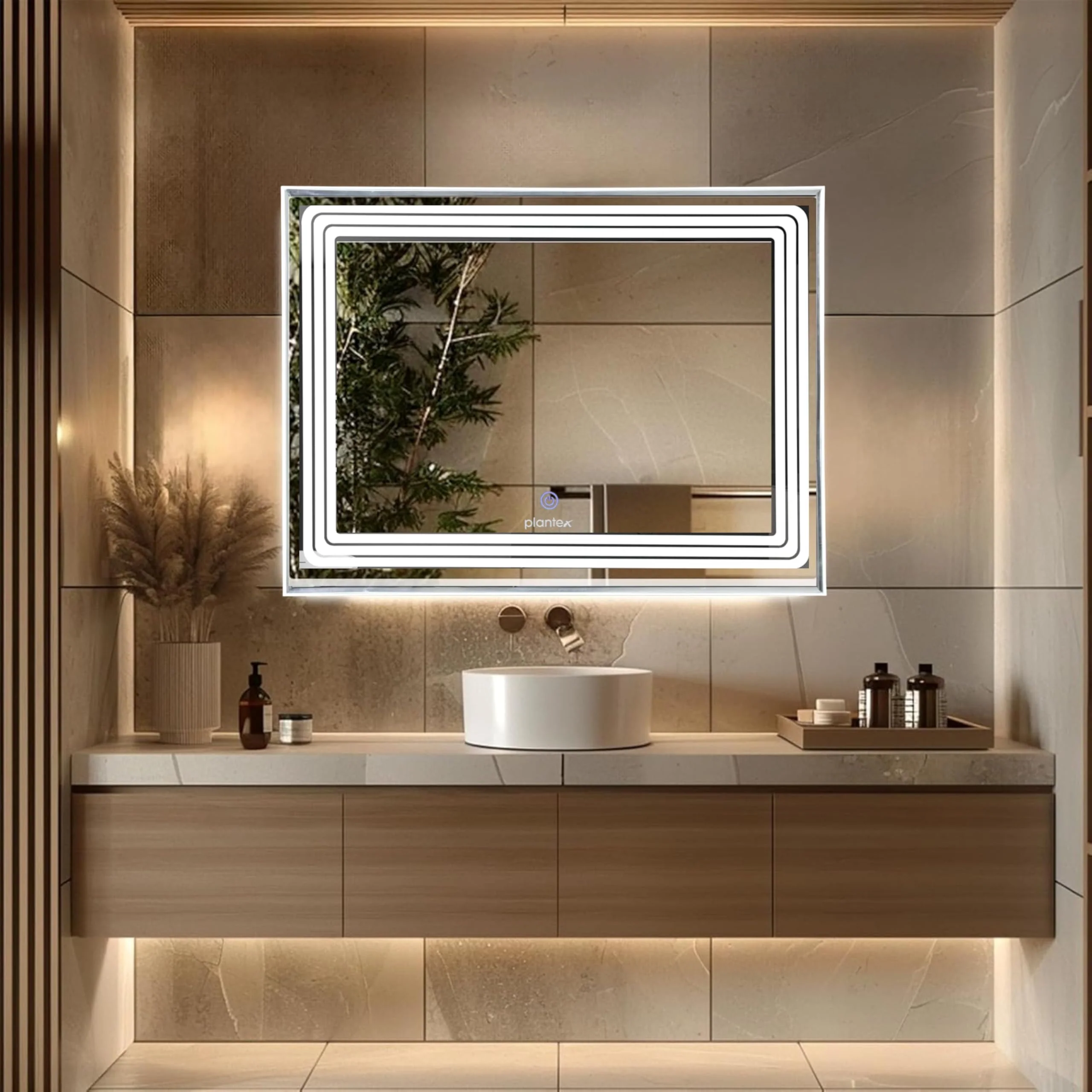 Plantex Glass LED Mirror for Bedroom/Wall with 3 Lighting Option/Smart Mirror for Living Room/Bedroom/Dressing Room - Rectangle Shape (18 X 24 Inch) - Image 3