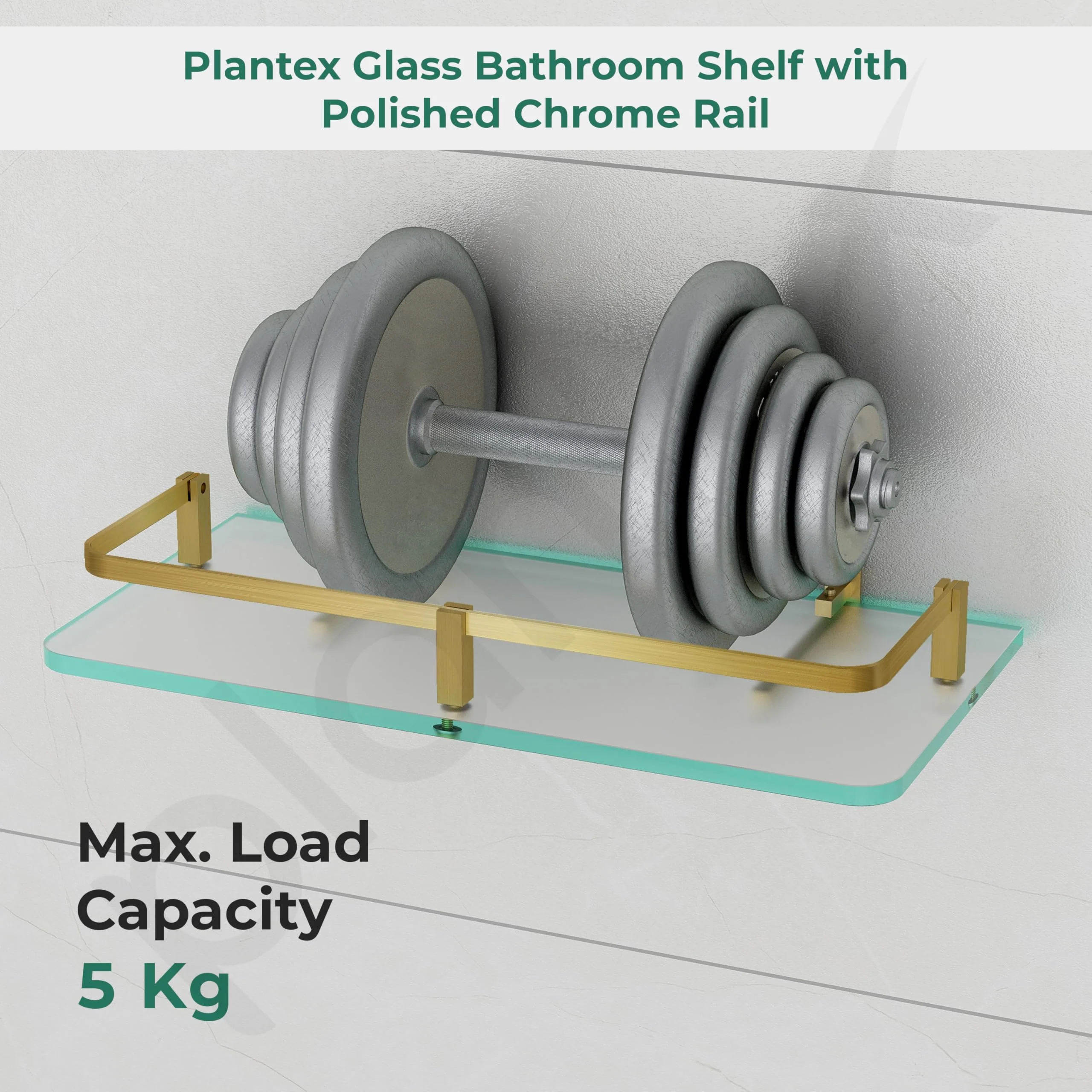 Plantex Glass Shelf for Bathroom/Kitchen Wall Shelf/Living Room Wall Organizer with Antique Brass Finish Railings and Brackets (Frosted - 12x6 Inches - Pack of 2) - Image 6