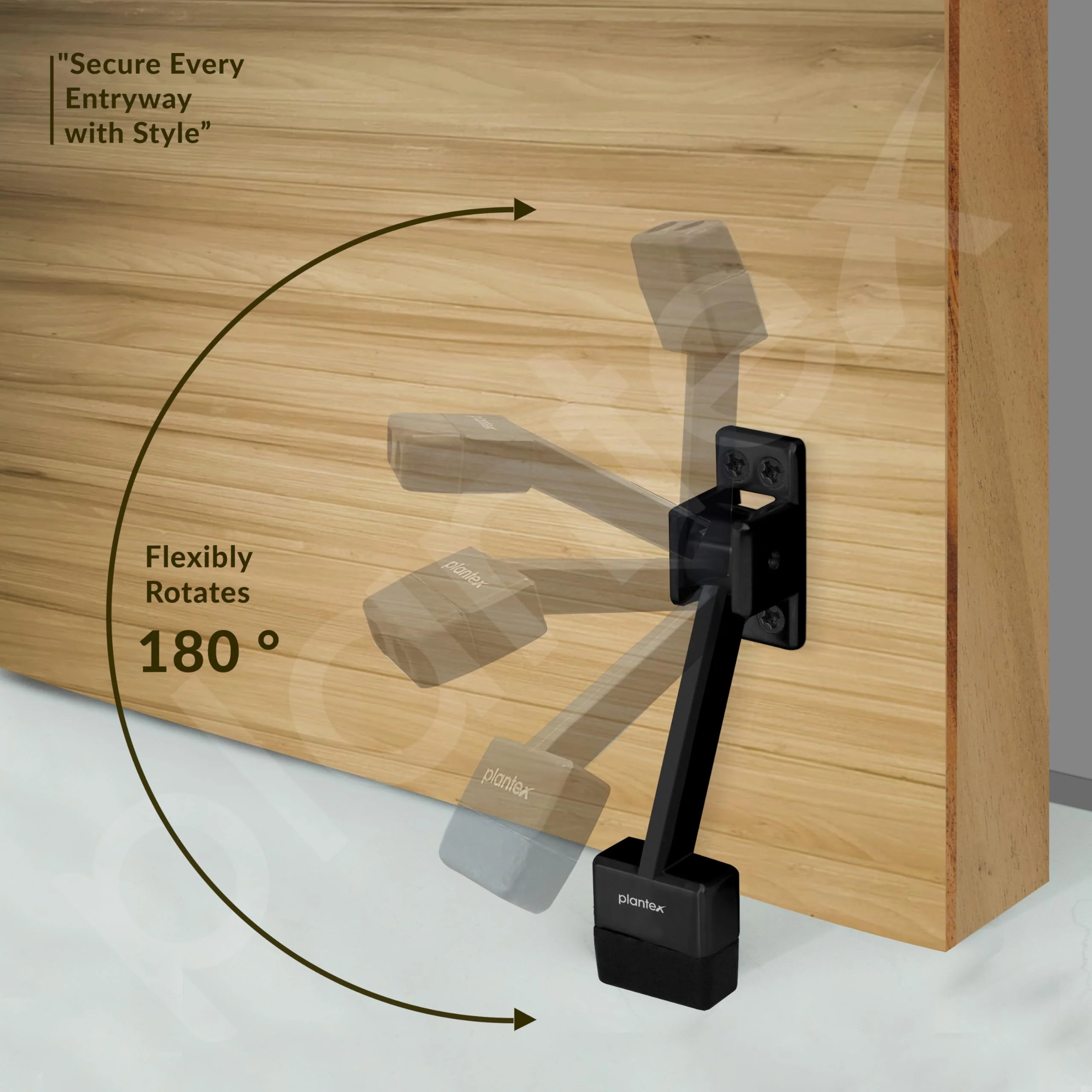 Plantex Heavy Duty 5 Inch Kick Down Door Stopper with Strong Rubber Grip for Tile/Vinyl/Hardwoods/Carpet Floor for Home and Office Doors - (Black) - Image 4