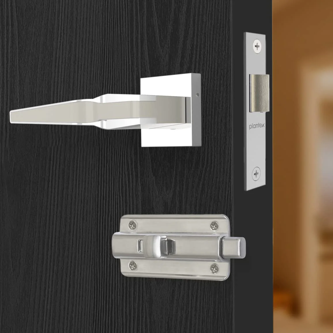 Plantex Heavy Duty Bathroom Door Lock/Mortise Keyless Door Lock for Home/Bathroom/Store Room/Balcony/Office with Baby Latch – 7064 Satin White & Chrome Finish - Image 4