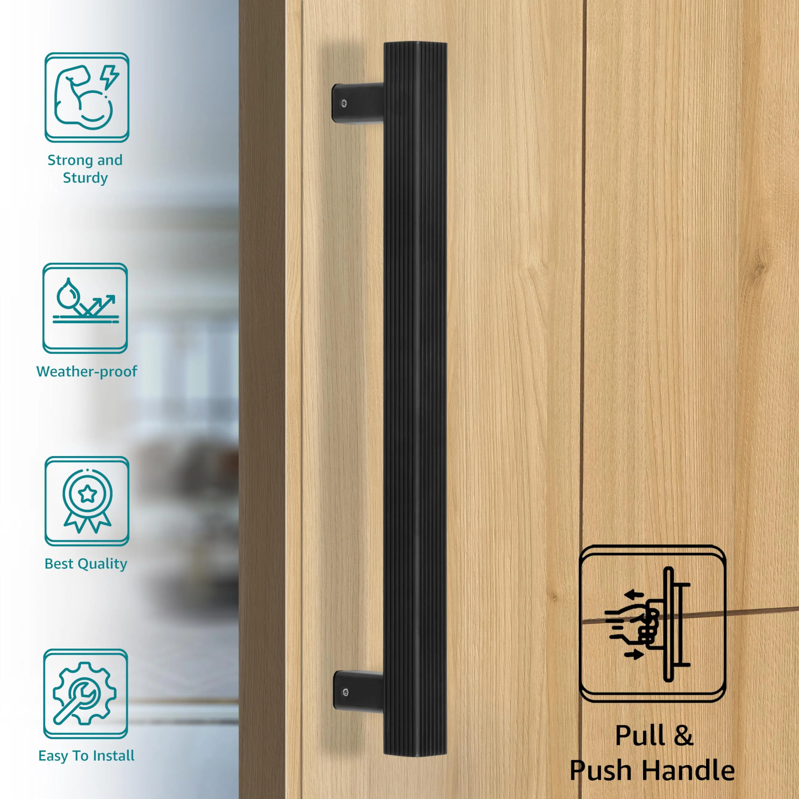 Plantex Heavy Duty Door Handle/18 inch Main Door Handle/Pull-Push Door Handle/3 Years Warranty Pack of 1 (Black) - Image 2