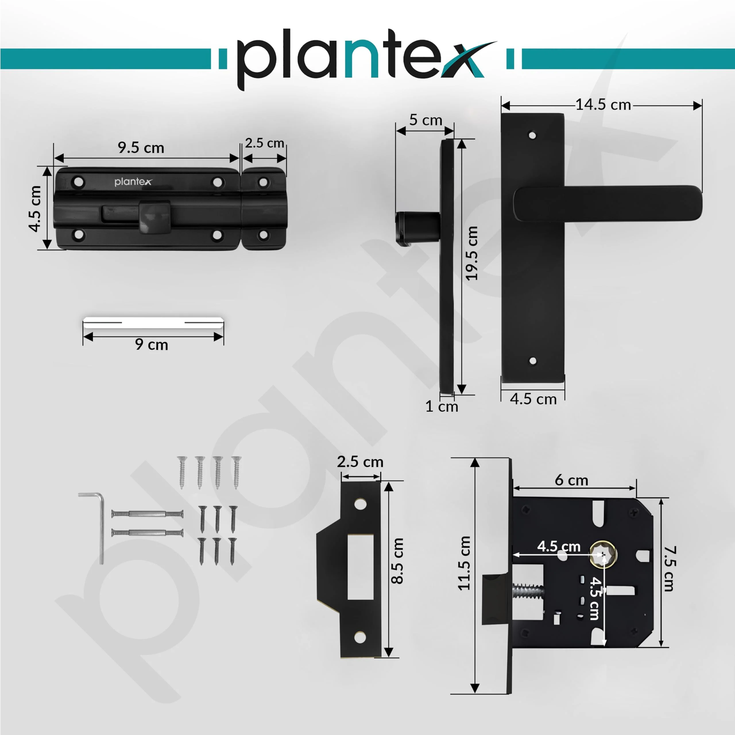 Plantex Heavy Duty Door Lock – Bathroom Door Lock/Mortise 8inch Keyless Plate Handle Set for Home/Bathroom/Store Room/Balcony/Office with Baby Latch (8125, DC-Black & Z-Black) - Image 3
