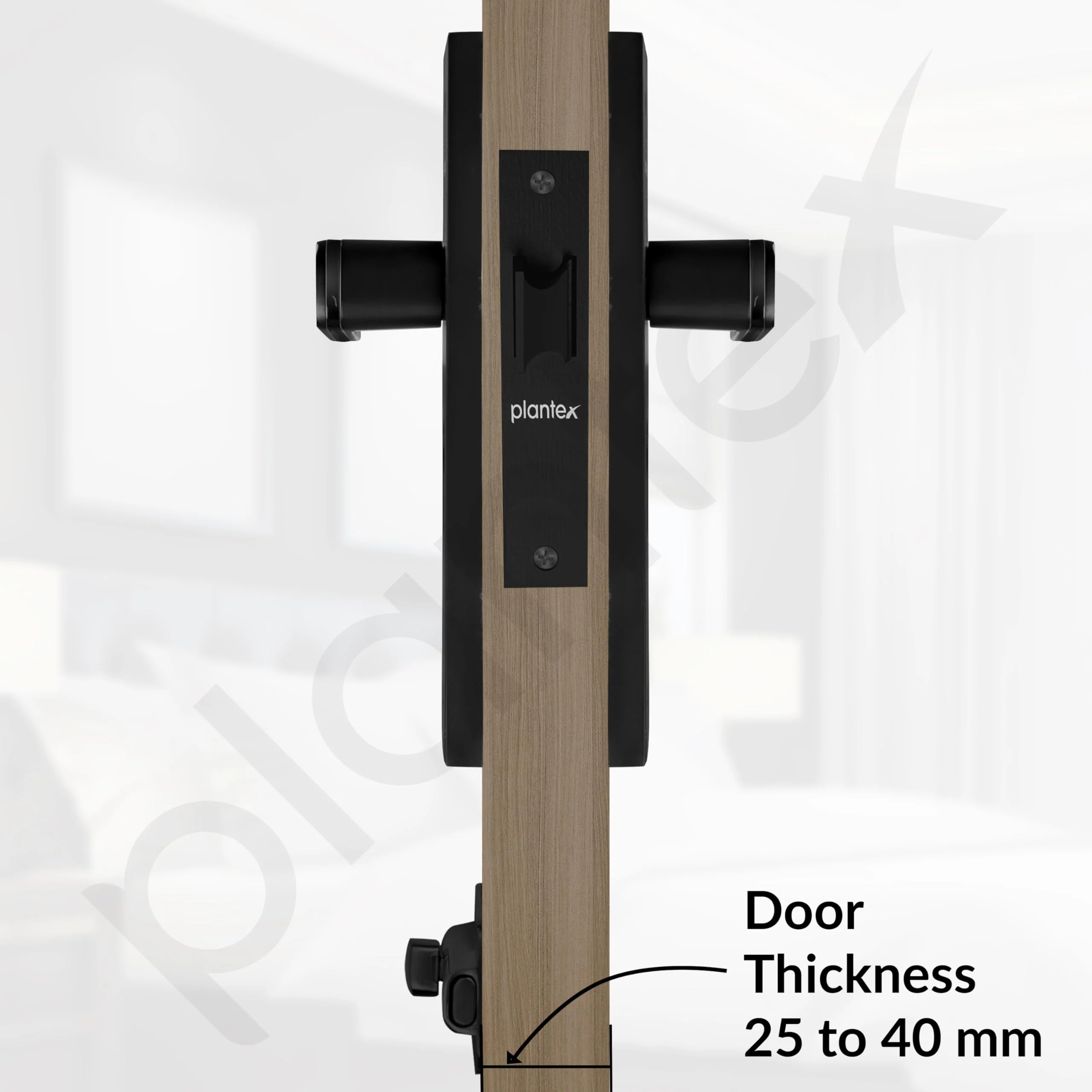 Plantex Heavy Duty Door Lock – Bathroom Door Lock/Mortise 8inch Keyless Plate Handle Set for Home/Bathroom/Store Room/Balcony/Office with Baby Latch (8125, DC-Black & Z-Black) - Image 5