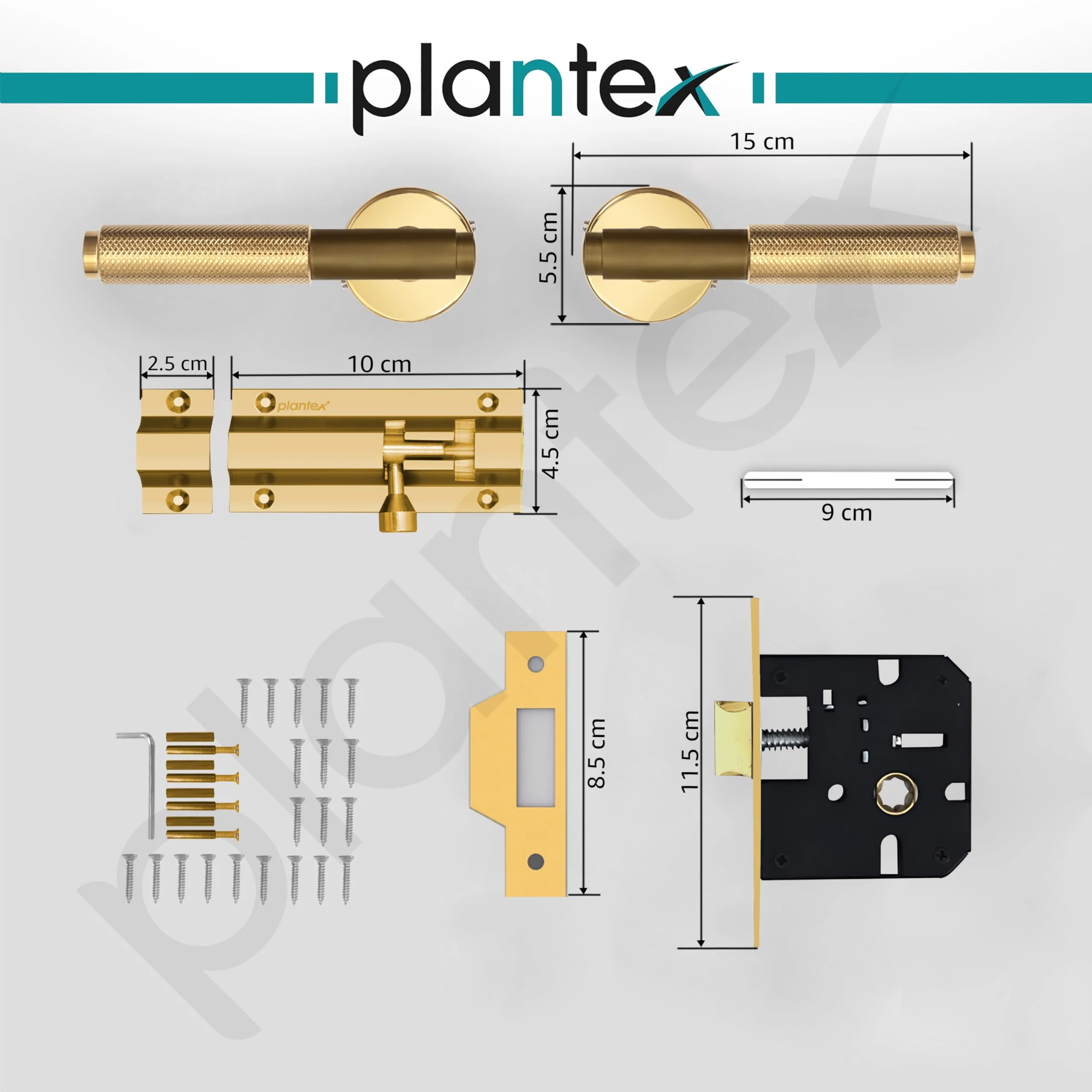 Plantex Heavy Duty Door Lock โ Bathroom Door Lock/Mortise Keyless Handle Set for Home/Bathroom/Store Room/Balcony/Office with Baby Latch (603 - PVD Gold) - Image 3