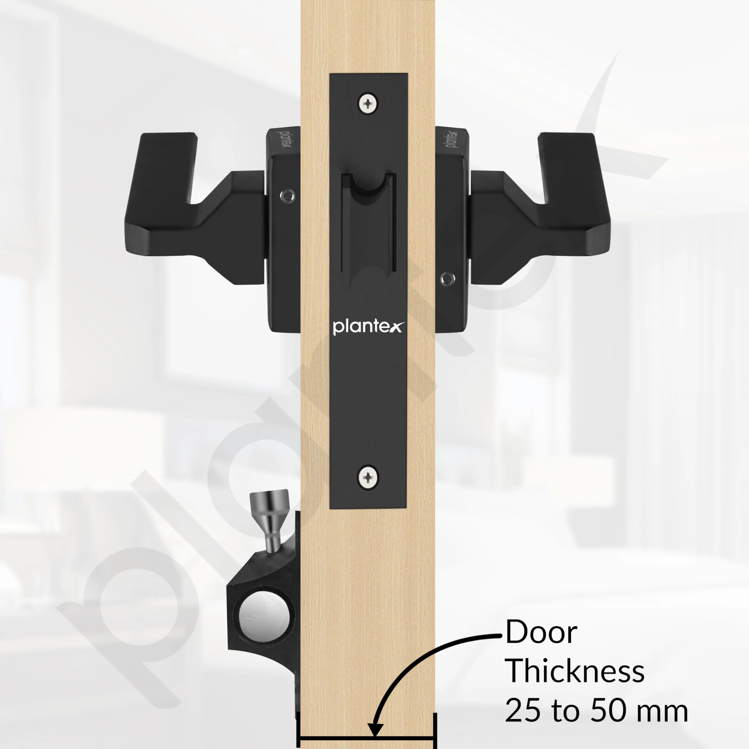 Plantex Heavy Duty Door Lock – Bathroom Door Lock/Mortise Keyless Handle Set for Home/Bathroom/Store Room/Balcony/Office with Baby Latch (605 - Black) - Image 5