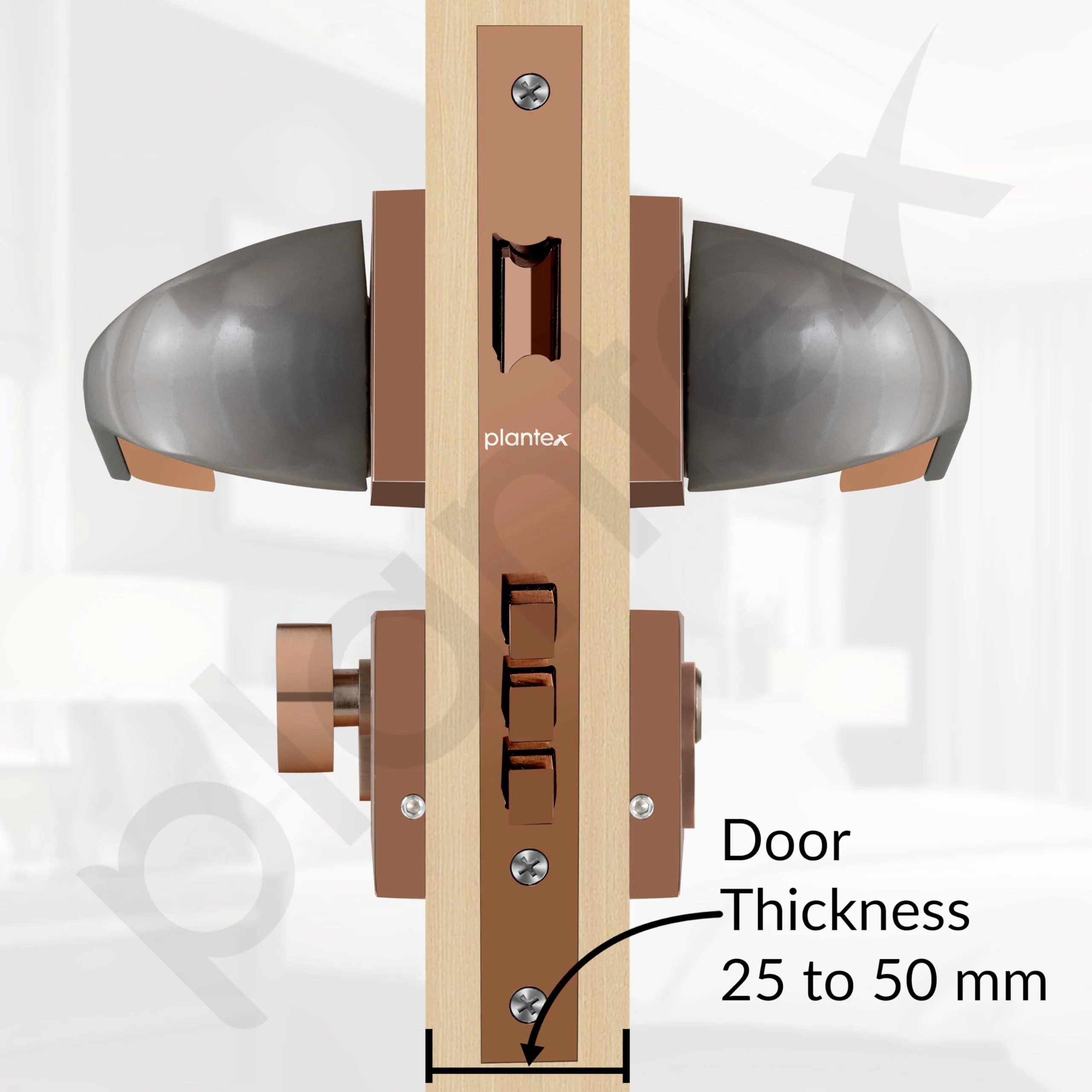 Plantex Heavy Duty Door Lock/Main Door Mortise Lock Handle/Handle Set for Home/Office - Door Accessories- (APS-PT-009- Rose Gold - Satin) - Image 5