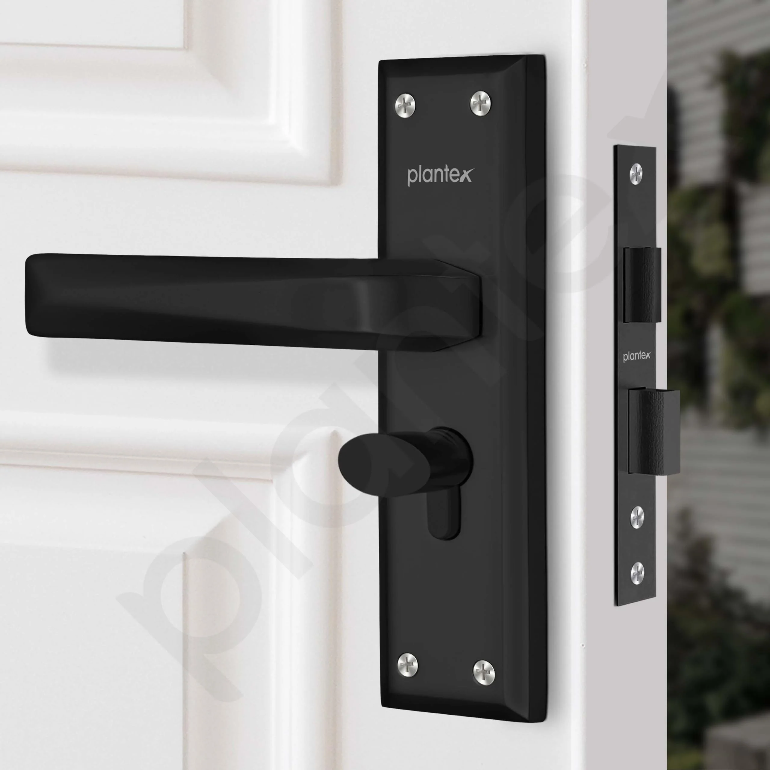 Plantex Heavy-Duty Door Lock Set - Main Door Lock Handle Set/6-Lever Lock Mechanism Mortise Lock with 3 Keys, Brass Lock Body & Cylinder (PTP-08, Black) - Image 6