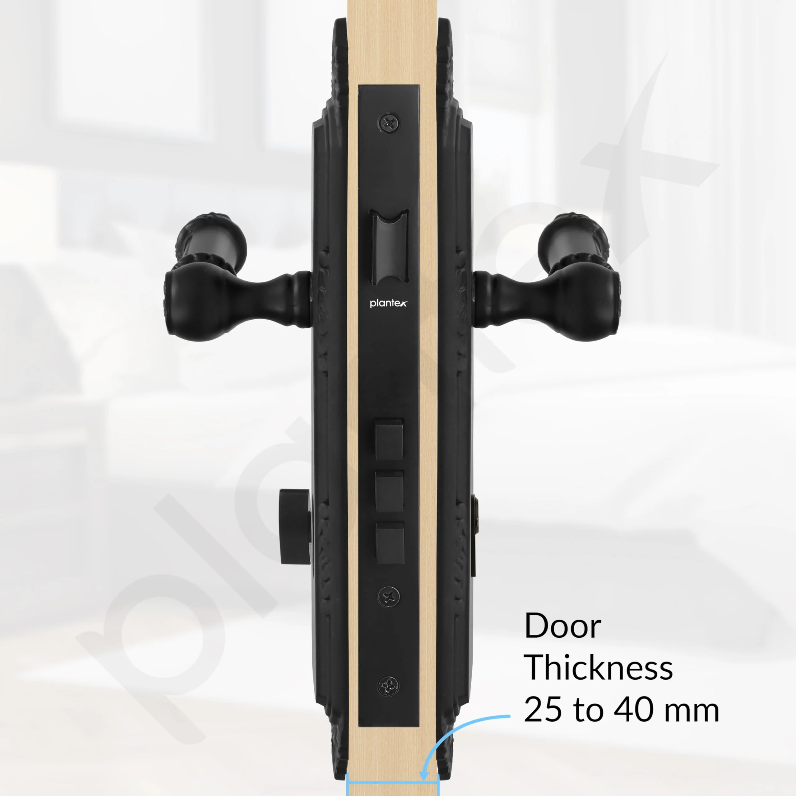 Plantex Heavy-Duty Door Lock Set - Main Door Lock Handle Set/ 6-Lever Lock Mechanism with 3 Years of Warranty/Mortise Lock with 3 Keys, Brass Lock Body & Cylinder(596 - Black) - Image 5