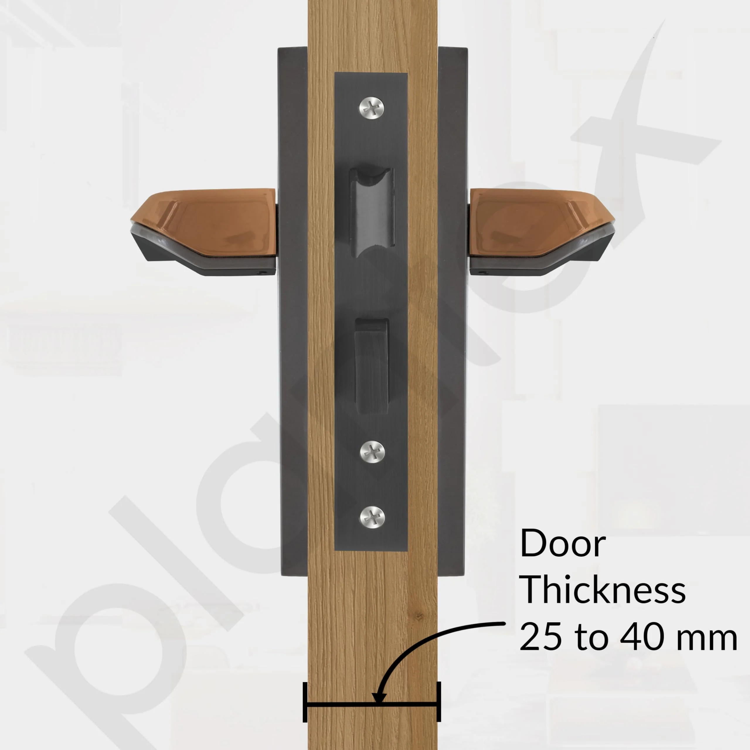 Plantex Heavy-Duty Door Lock Set - Main Door Lock Handle Set/Mortise Lock with 3 Keys, Brass Lockbody & Cylinder (8113 - Satin Black & PVD Choco) - Image 5