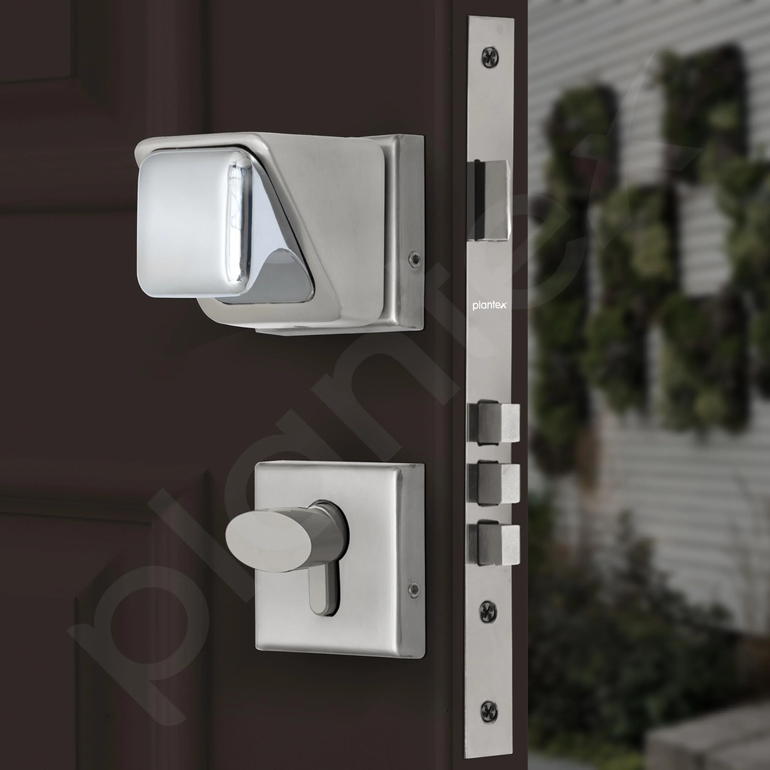 Plantex Heavy Duty Door Lock/Stainless Steel Main Door Mortise Lock Handle/Handle Set for Home/Office/Door (Satin White & Chrome) - Image 4