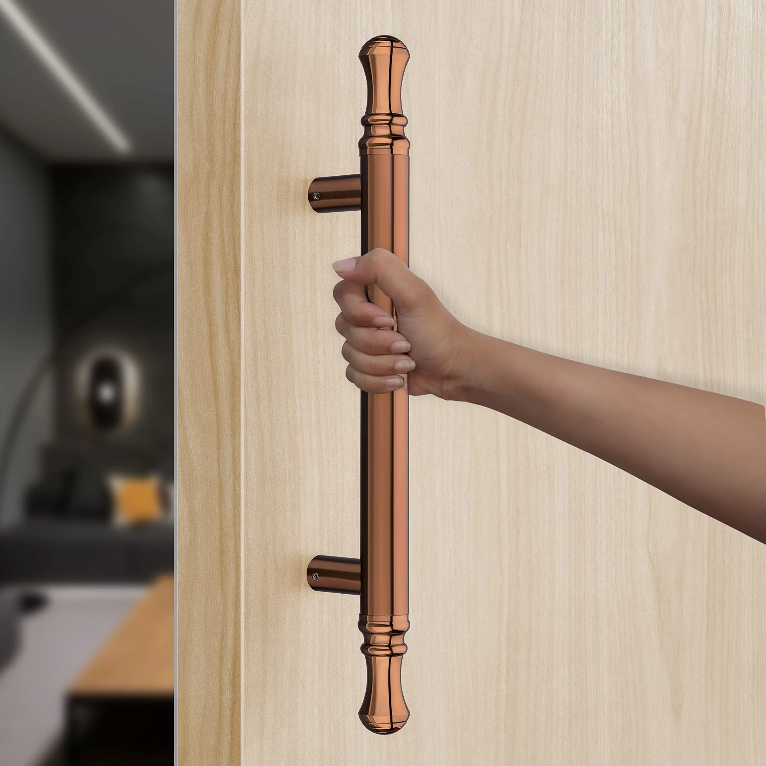 Plantex Heavy Duty Main Door Handle - 14 Inch Pull-Push Handle for Glass & Wooden Doors - Pack of 1 (PVD Rose Gold) - 3 Years Warranty - Image 5