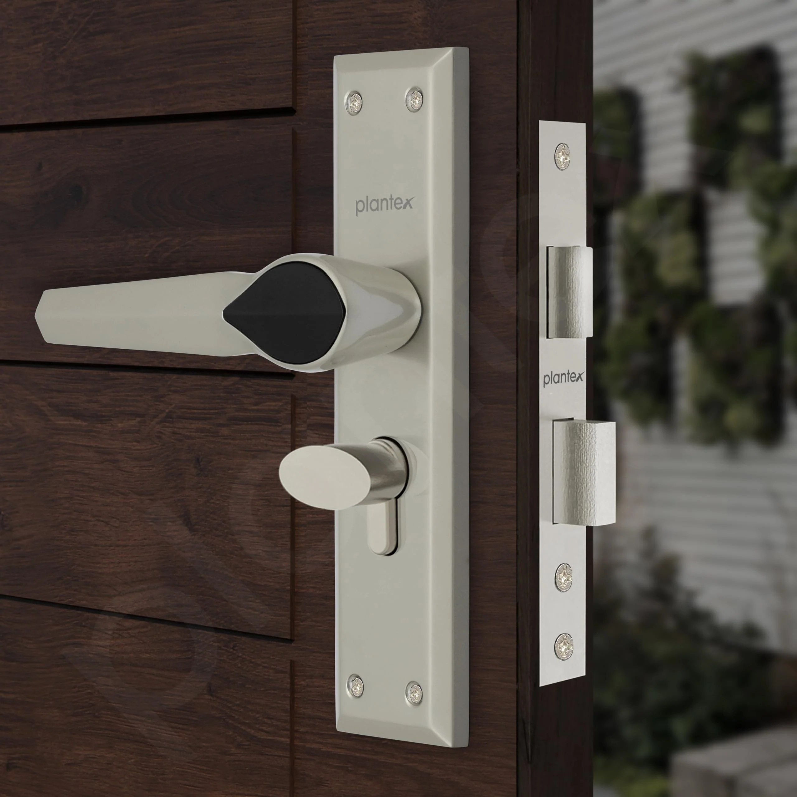 Plantex Heavy-Duty Main Door Lock Set/Door Handle Lock/6-Lever Lock Mechanism Mortise Lock with 3 Keys/Brass Lock Body & Cylinder (PTP-07, Satin & Black) - Image 6