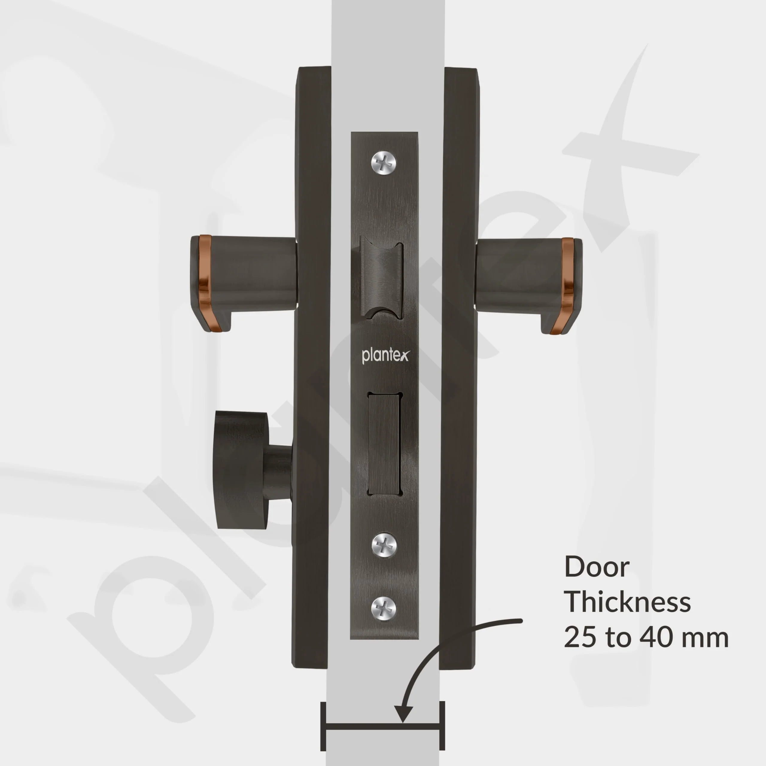 Plantex Heavy-Duty Main Door Mortise Lock Handle Set with 3 Keys, Brass Lock Body & Cylinder (8125 - Grey & PVD Choco) - Image 5