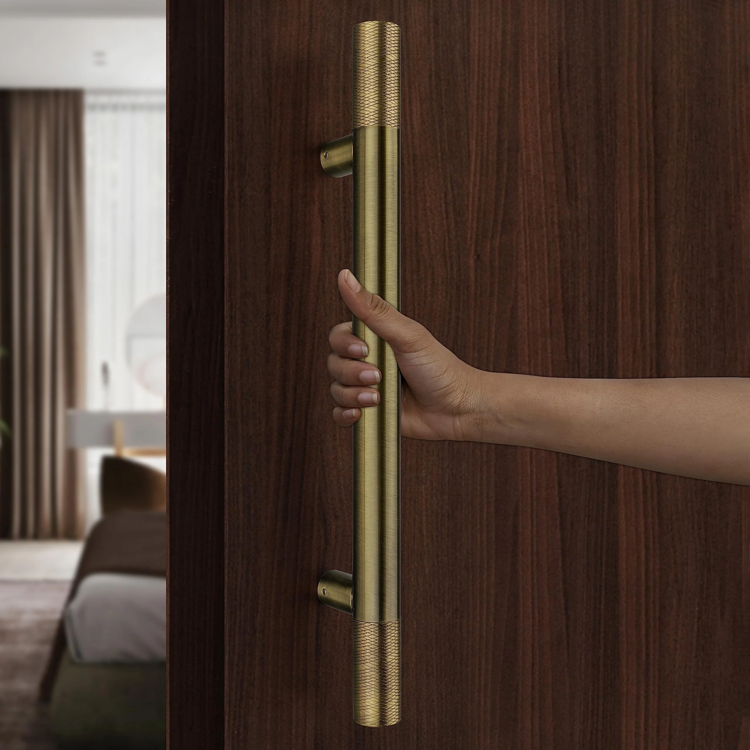 Plantex Heavy Duty Pull-Push Door Handle - 18 Inch Antique Brass (Wood/Glass) - 3 Years Warranty - Image 5