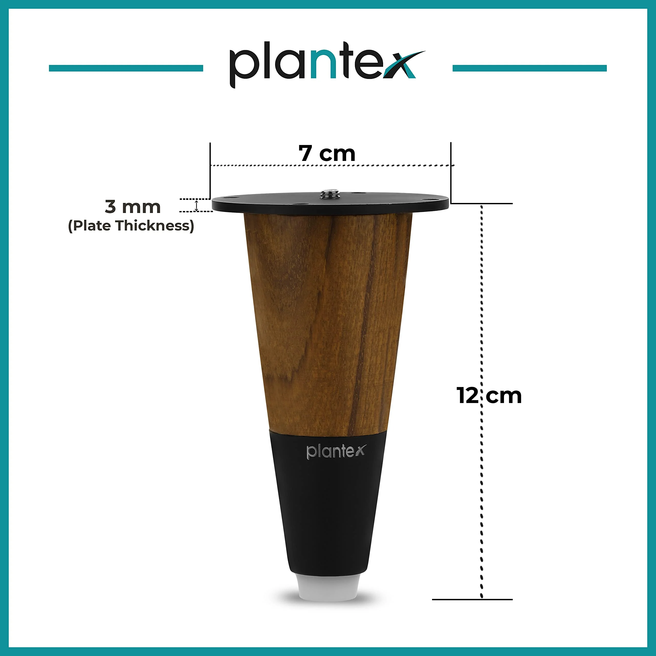 Plantex Heavy Duty Round 4 inch Spare Sofa Legs for Bed Furniture/Sofa Legs for Furniture Fitting/Table Legs/Sofa Leg Set of 2 pcs (Black Finish) - Image 3