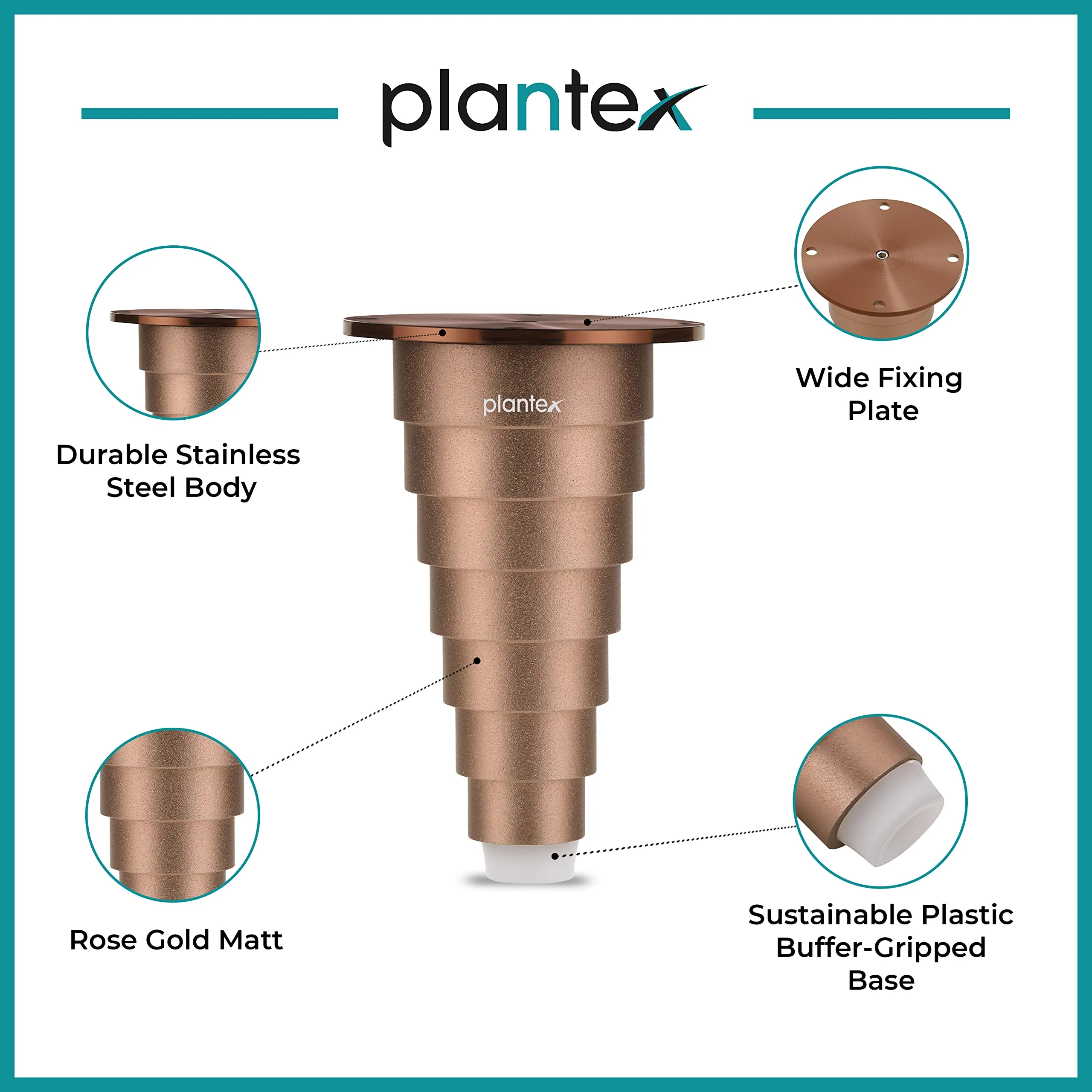 Plantex Heavy Duty Round 4 inch Spare Sofa Legs for Bed Furniture/Sofa Legs for Furniture Fitting/Table Legs/Sofa Leg Set of 2 pcs (Rose Gold) - Image 4