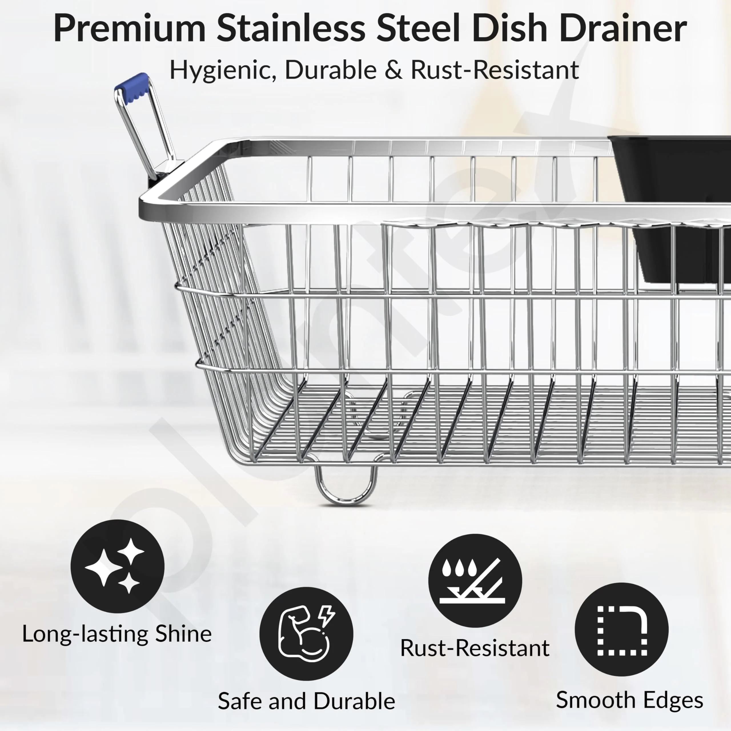Plantex Heavy-Duty Stainless-Steel Dish Drainer Basket for Kitchen Utensils/Dish Drying Rack/Plate Stand/Bartan Basket (Medium Size-54x42x20cm) - Image 2