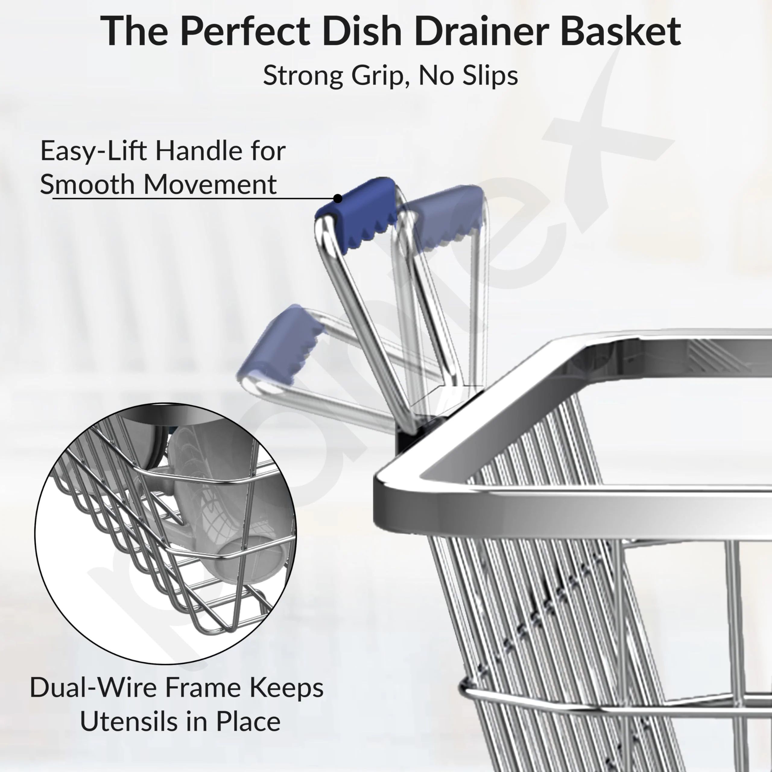Plantex Heavy-Duty Stainless-Steel Dish Drainer Basket for Kitchen Utensils/Dish Drying Rack/Plate Stand/Bartan Basket (Medium Size-54x42x20cm) - Image 6