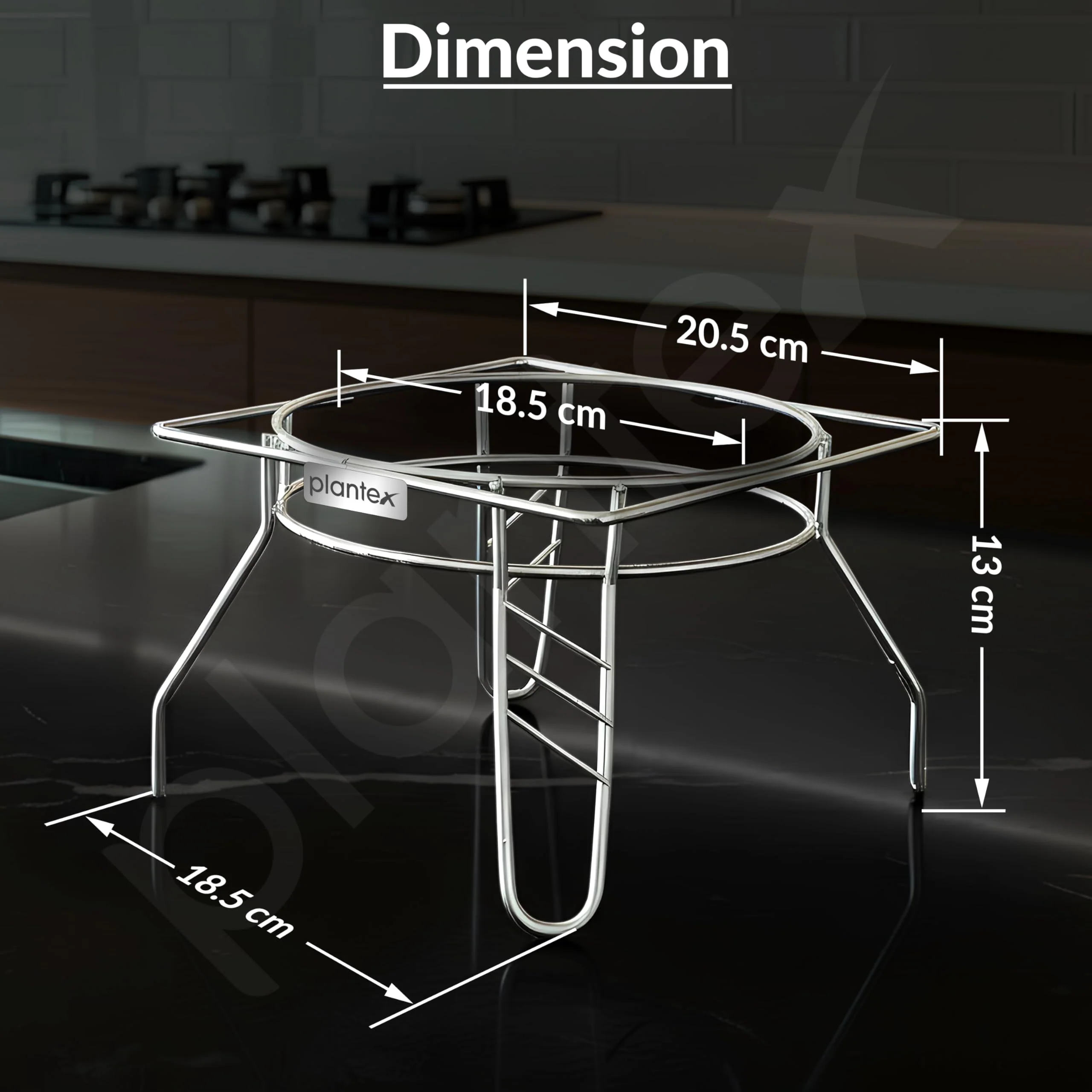 Plantex Heavy Stainless Steel Plant Pot Stand - Planter Stand - Matka Stand Chrome Plated - Image 4