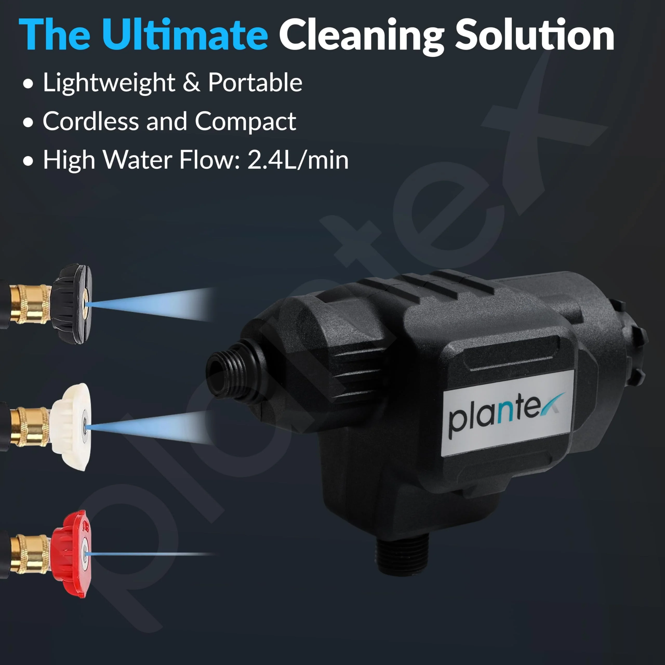 Plantex High Pressure Cleaning Machine – 2.4L/min Flow Rate, 1.8/3.0 MPA Rated Pressure – Compact Power Washer for Home/Car and Outdoor Cleaning - Black (Mainframe, Battery & Charger Not Included) - Image 3