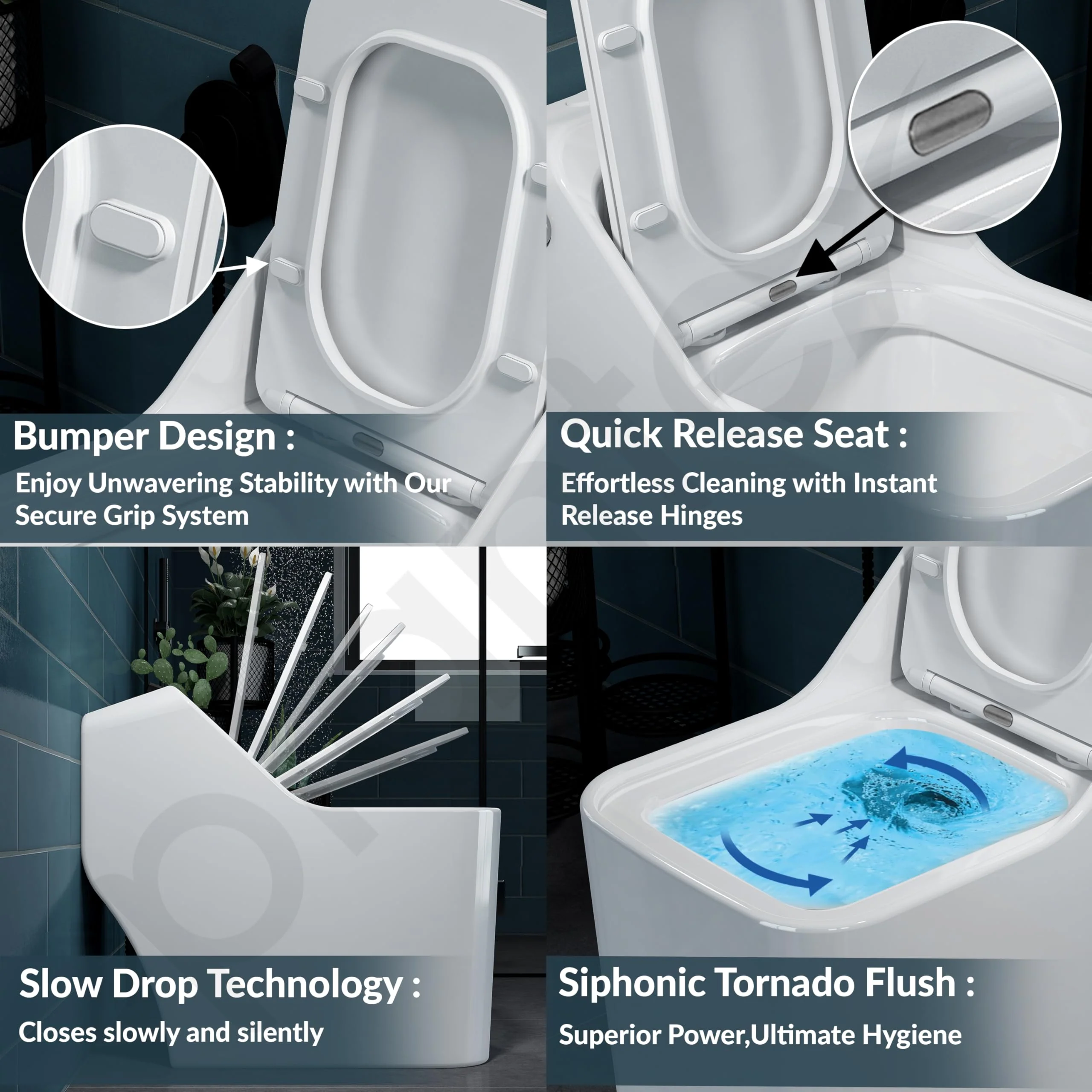 Plantex Imported Platinum One Piece Western Commode for Toilet/Rimless Siphonic Vaccum Commode with Soft Close Toilet Seat Cover - S Trap Outlet (White) - Image 2