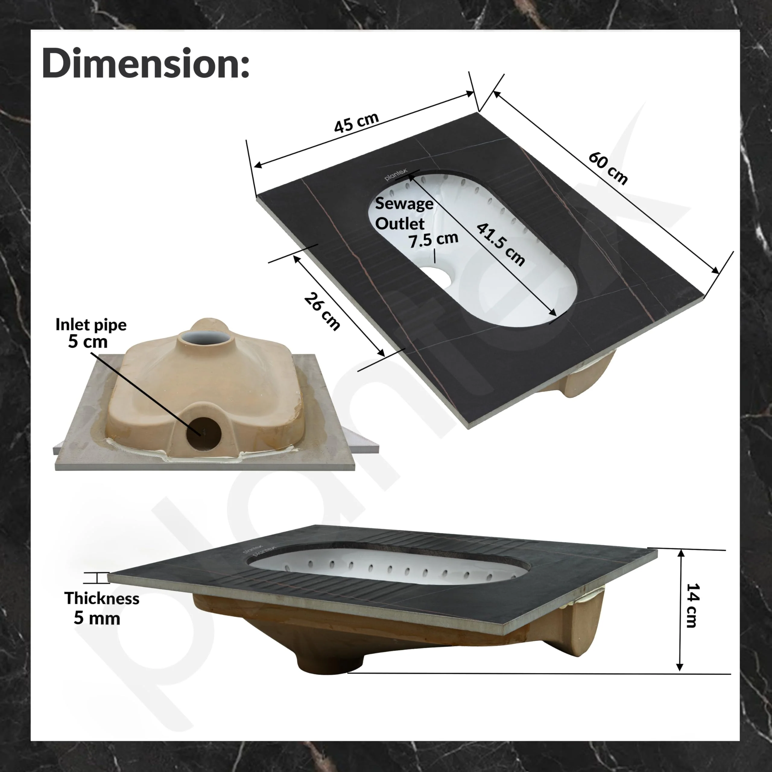 Plantex Indian Toilet Pan/Orrisa Pan for Bathroom/Household Squatting Pan/Sintered Stone Base Ceramic Sanitaryware Toilet - (WC-02) - Image 3