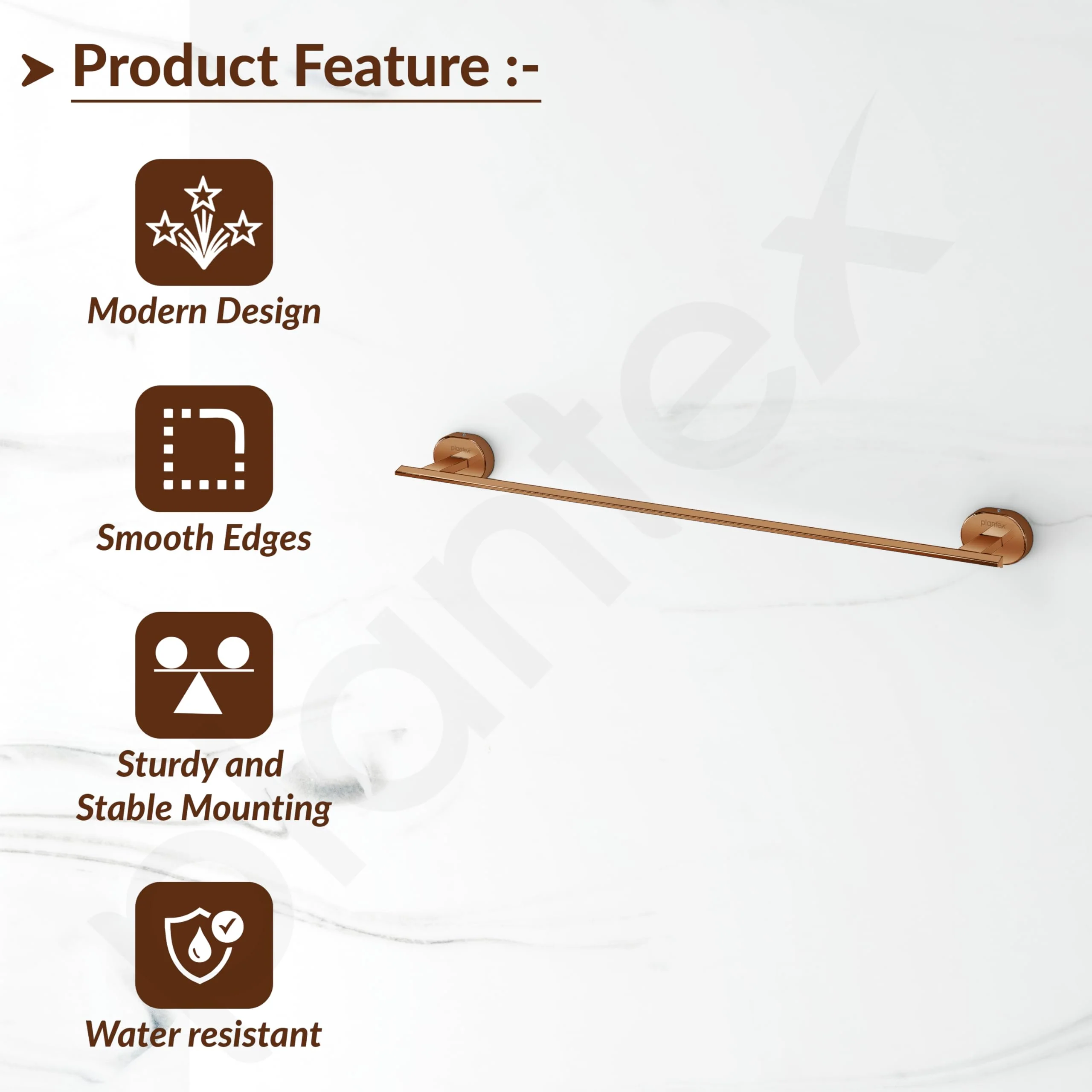 Plantex J4 Stainless Steel 24 Inch Towel Rod for Bathroom/Towel Holder in Bathroom/Towel Holder/Bathroom Accessories (PVD Rose Gold Finish) Onix - Image 4