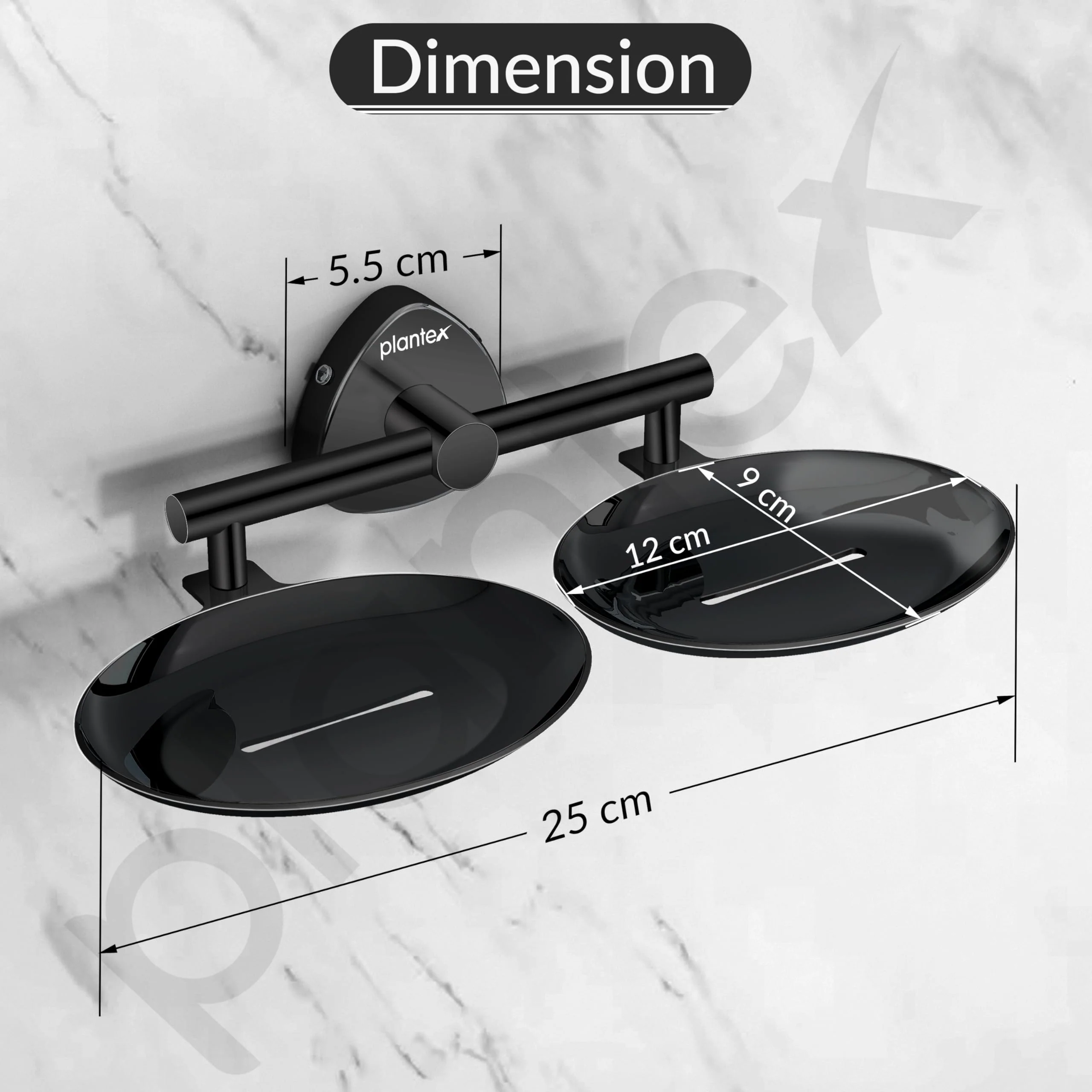 Plantex J4 Stainless Steel Double Soap Dish for Bathroom/Soap Holder for Bathroom/Wall Mounted Soap Holder/Bathroom Accessories (PVD Black Finish) Angel - Image 3