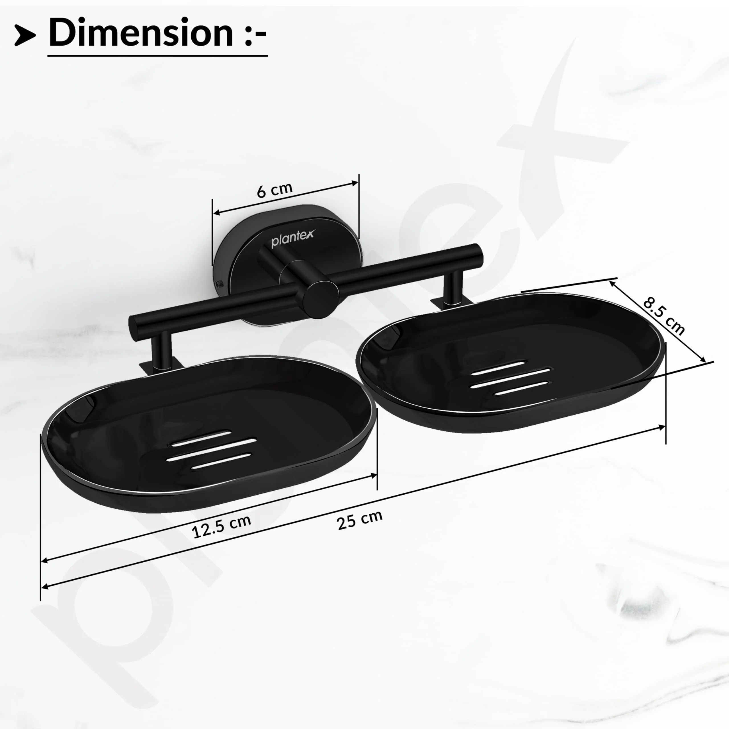 Plantex J4 Stainless Steel Double Soap Dish for Bathroom/Soap Holder for Bathroom/Wall Mounted Soap Holder/Bathroom Accessories (PVD Black Finish) Onix - Image 3