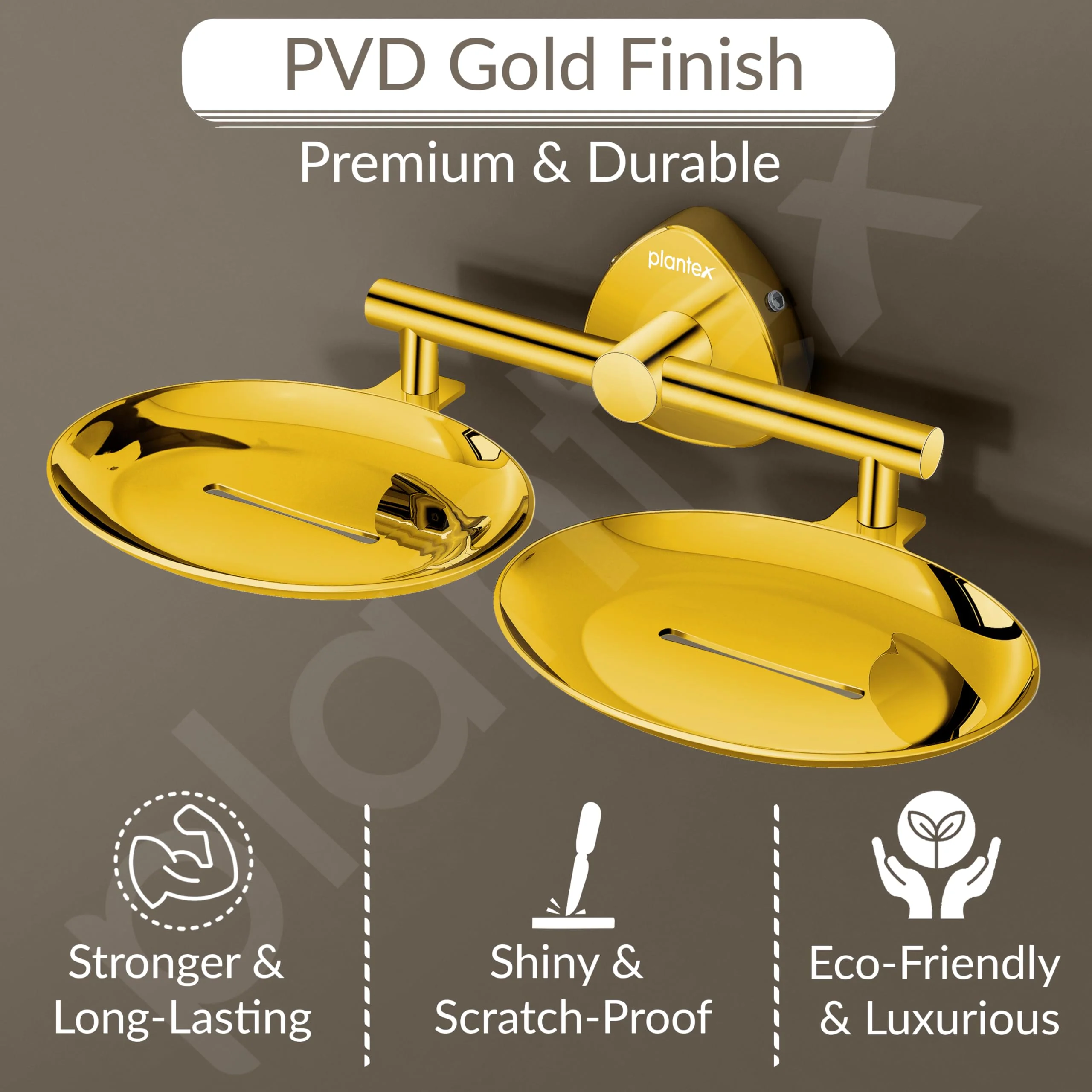 Plantex J4 Stainless Steel Double Soap Dish for Bathroom/Soap Holder for Bathroom/Wall Mounted Soap Holder/Bathroom Accessories (PVD Gold Finish) Angel - Image 7