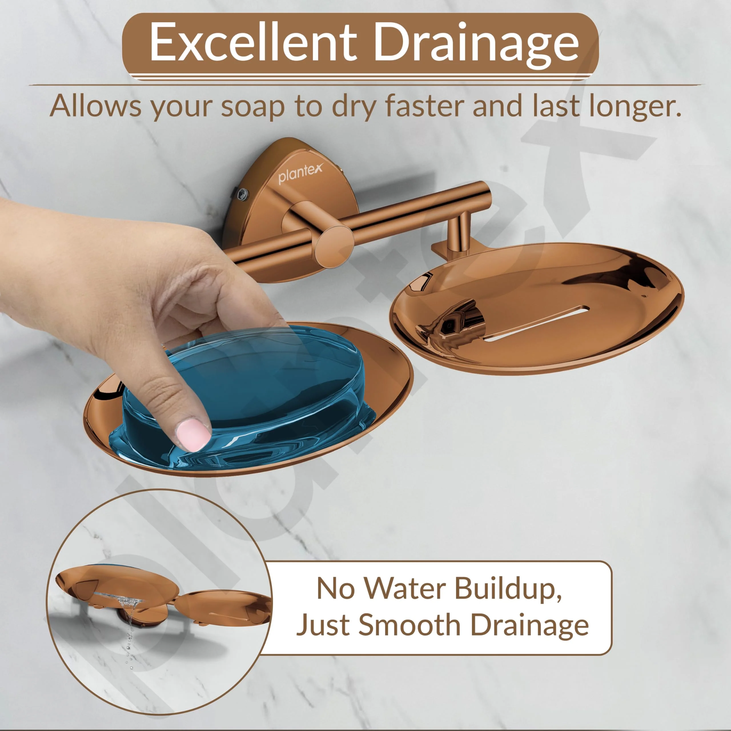 Plantex J4 Stainless Steel Double Soap Dish for Bathroom/Soap Holder for Bathroom/Wall Mounted Soap Holder/Bathroom Accessories (PVD Rose Gold Finish) Angel - Image 5