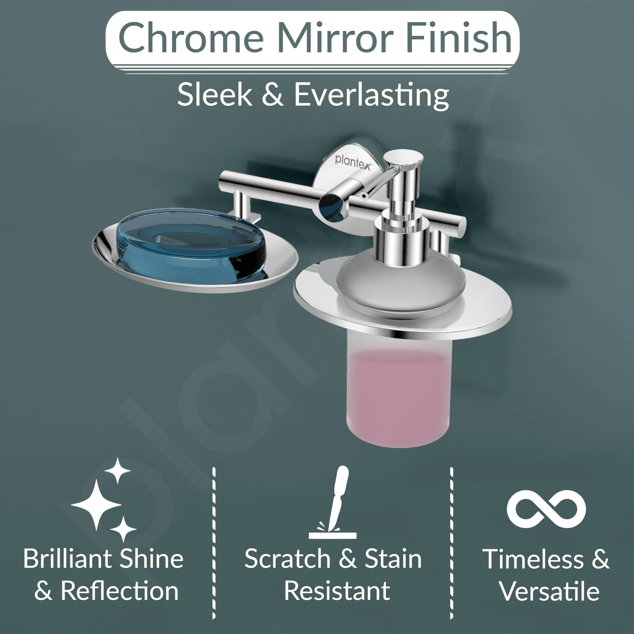 Plantex J4 Stainless Steel Soap Dish with Liquid Dispenser/Soap Stand for Bathroom Wall Mount/Shampoo Dispenser/Bathroom Accessories (Chrome Finish) Angel - Image 7