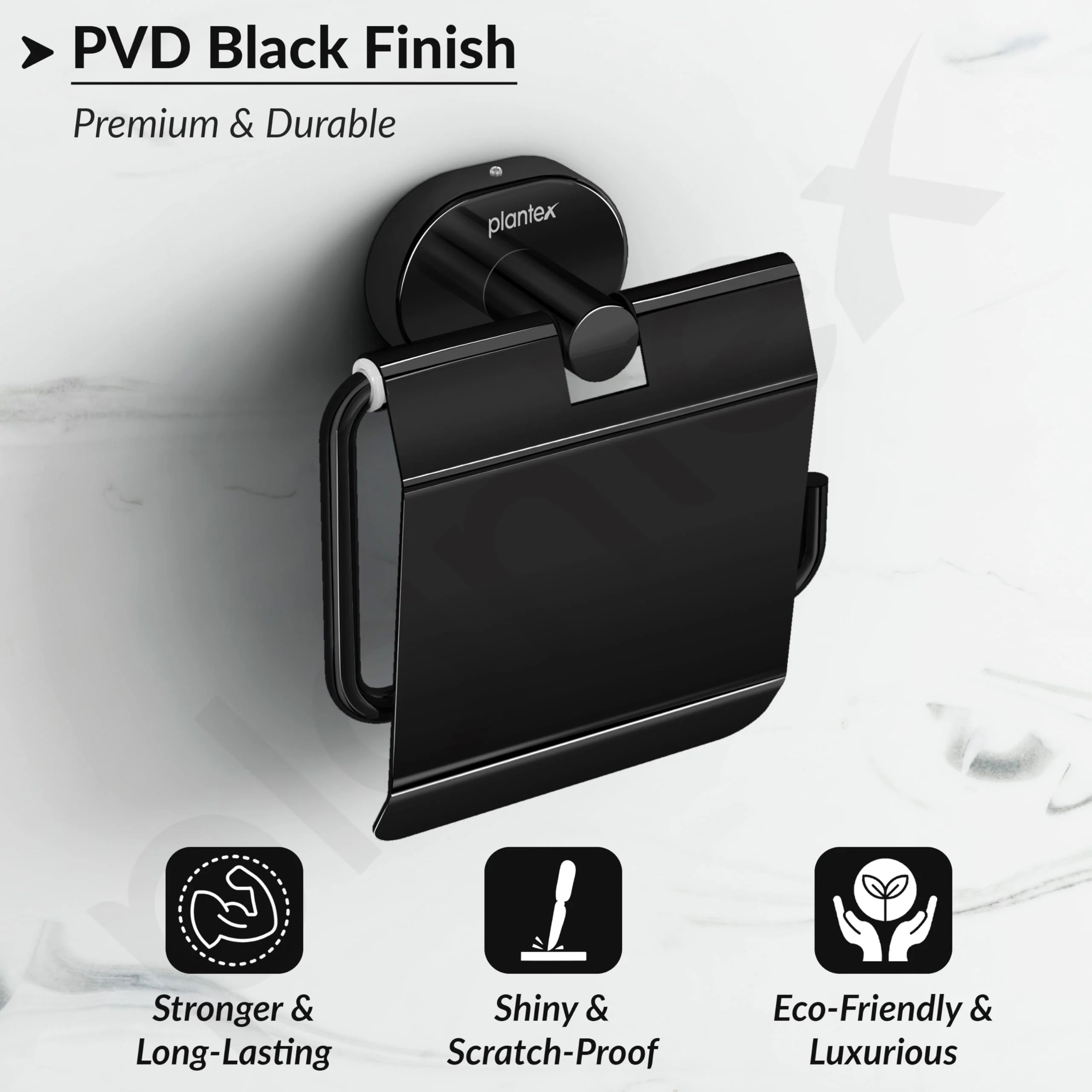 Plantex J4 Stainless Steel Toilet Paper Holder for Bathroom/Tissue Holder for Washroom/Toilet roll Holder for Wall Mounted/Bathroom Accessories (PVD Black Finish) Onix - Image 5