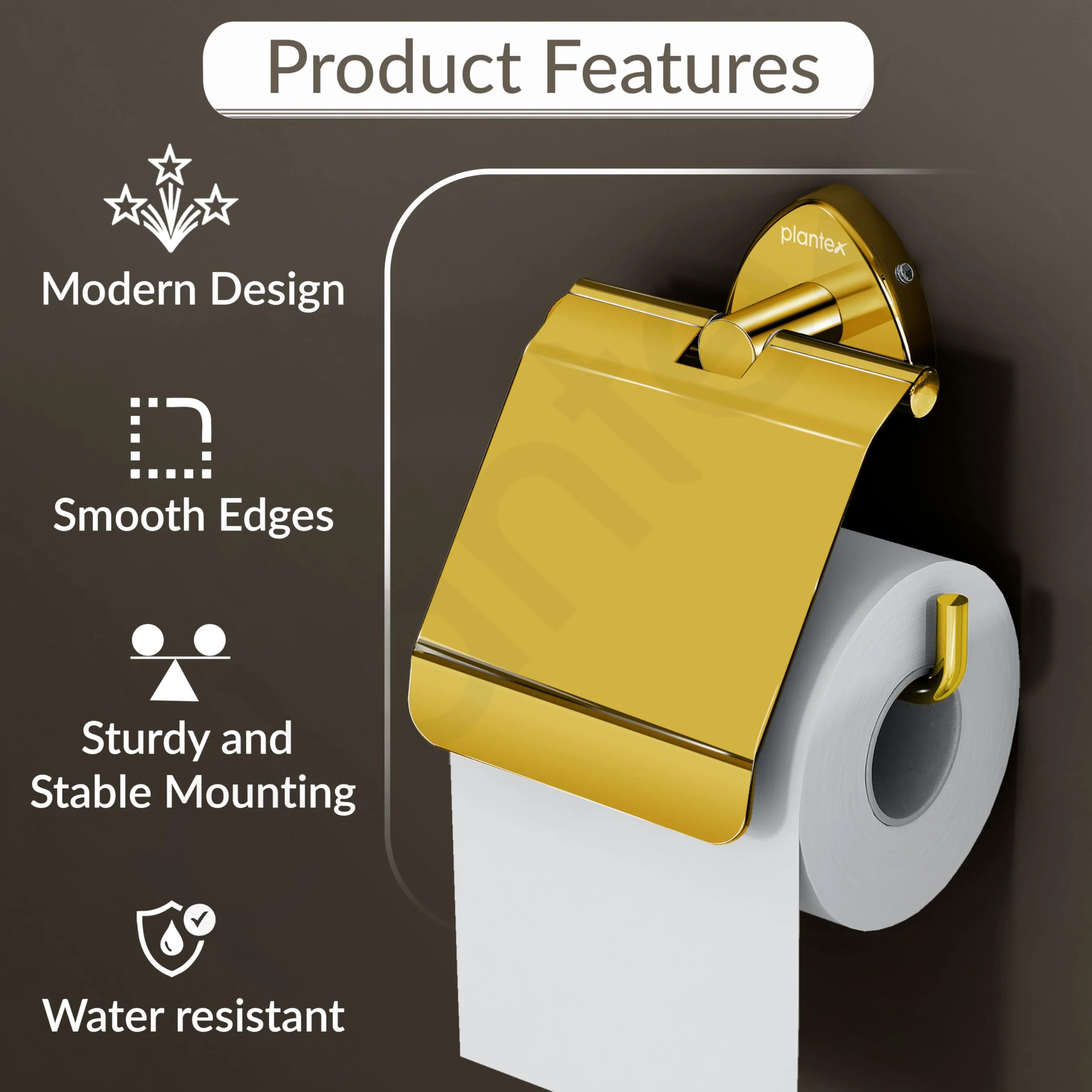 Plantex J4 Stainless Steel Toilet Paper Holder for Bathroom/Tissue Holder for Washroom/Toilet roll Holder for Wall Mounted/Bathroom Accessories (PVD Gold Finish) Angel - Image 4