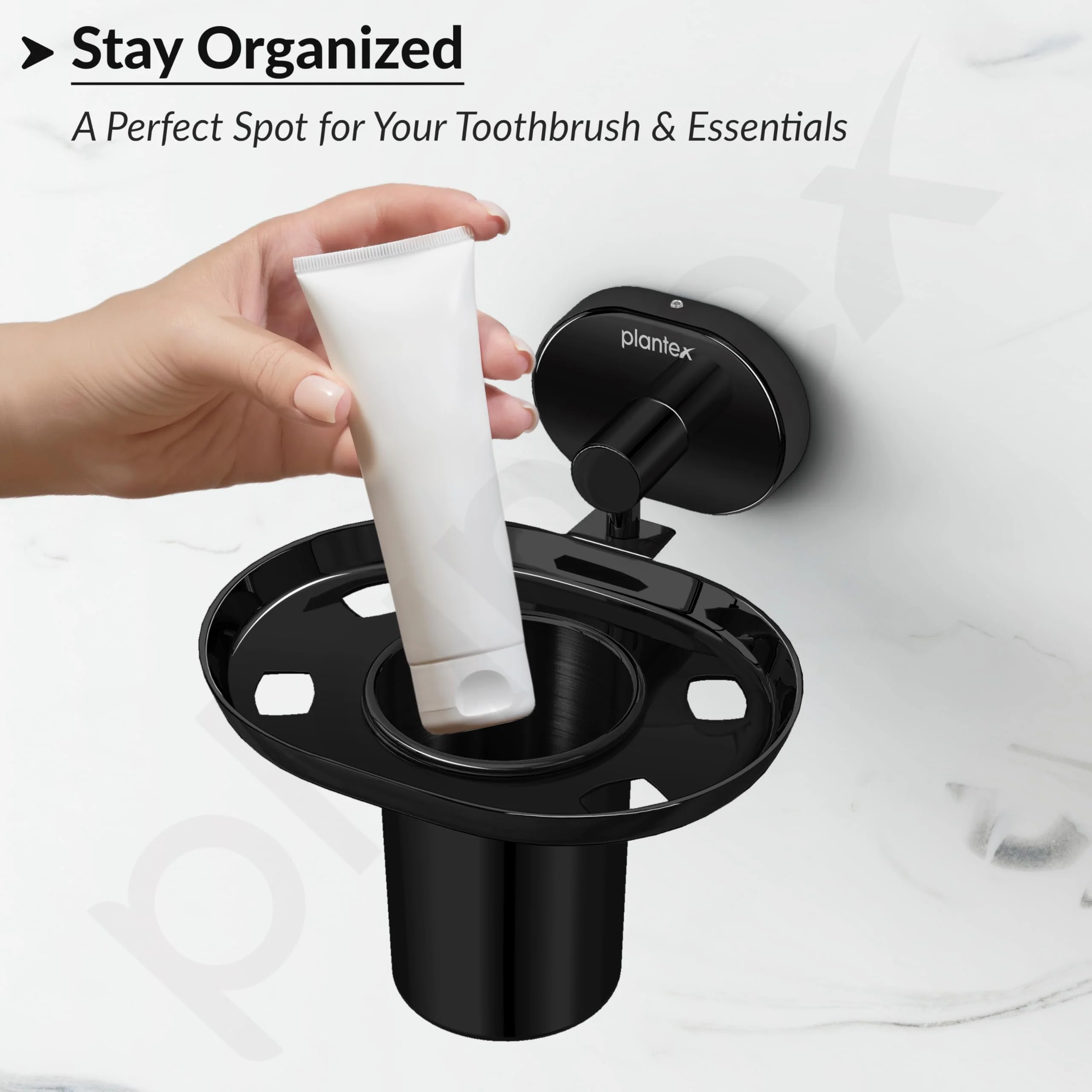 Plantex J4 Stainless Steel Toothbrush Holder for Bathroom/Toothbrush Stand for Bathroom/Tumbler Holder/Bathroom Accessories (PVD Black Finish) Onix - Image 6