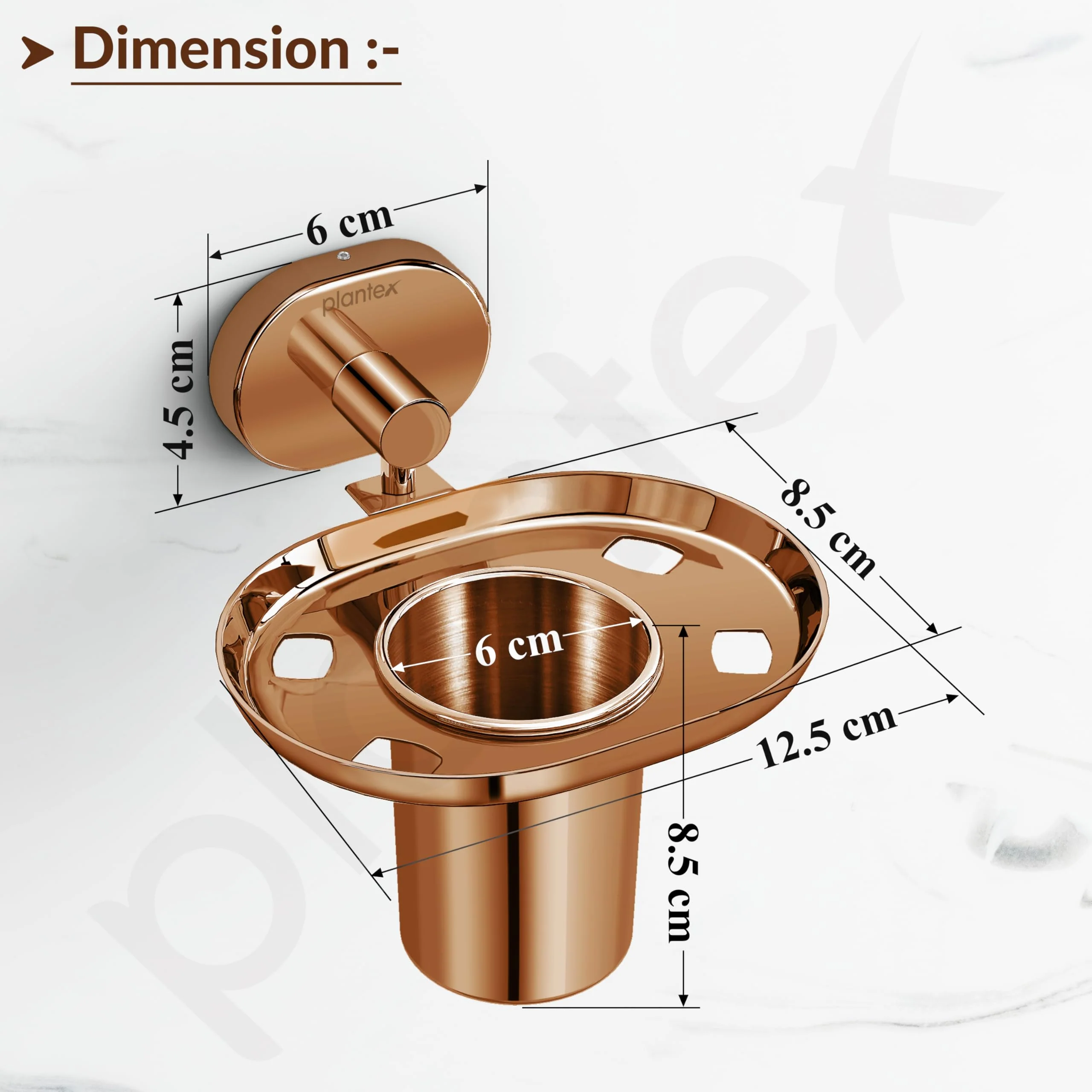 Plantex J4 Stainless Steel Toothbrush Holder for Bathroom/Toothbrush Stand for Bathroom/Tumbler Holder/Bathroom Accessories (PVD Rose Gold Finish) Onix - Image 3