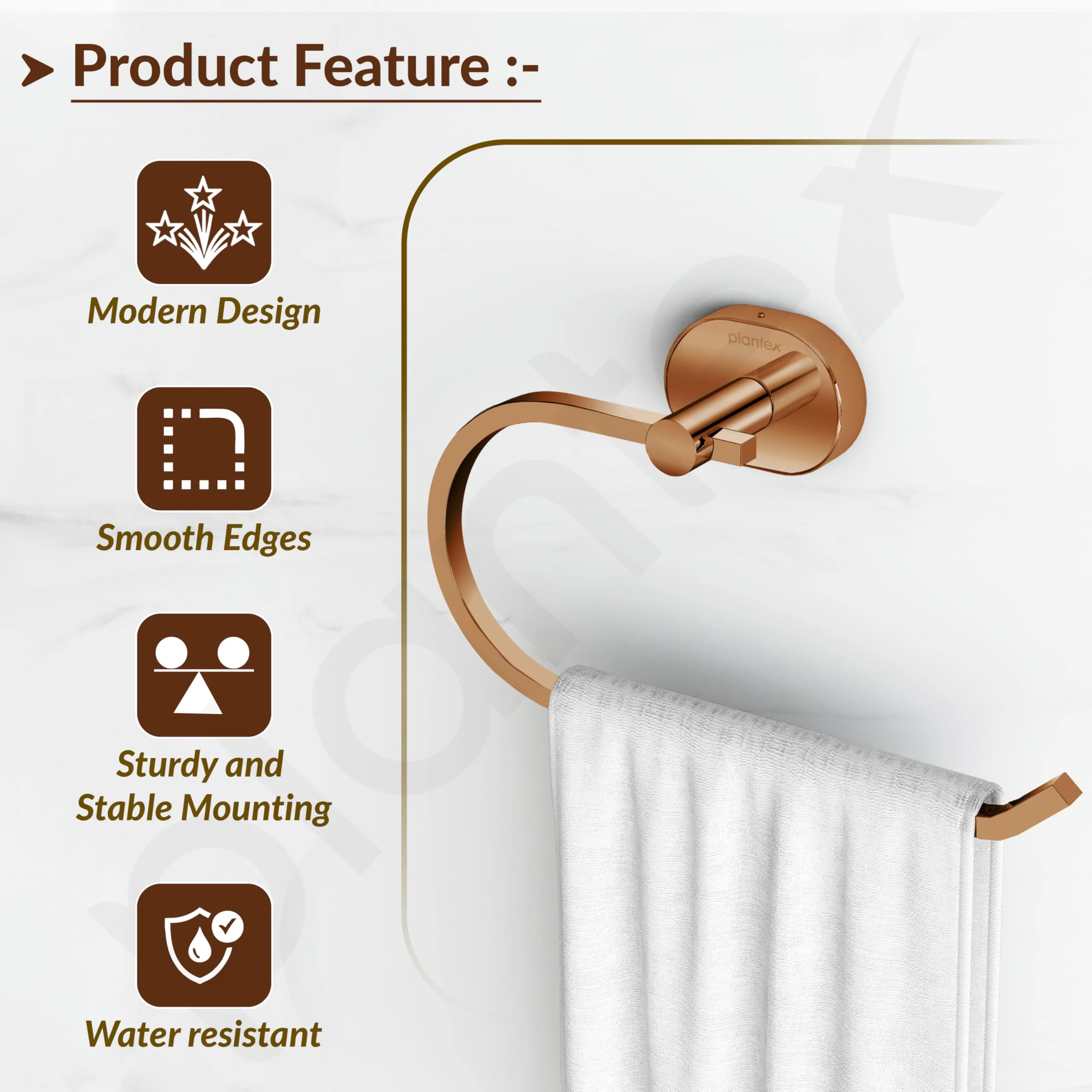Plantex J4 Stainless Steel Towel Hanger for Wash Basin/Hand Towel Hanger/Napkin Holder for Wash Basin/Bathroom Accessories (PVD Rose Gold Finish) Onix - Image 4