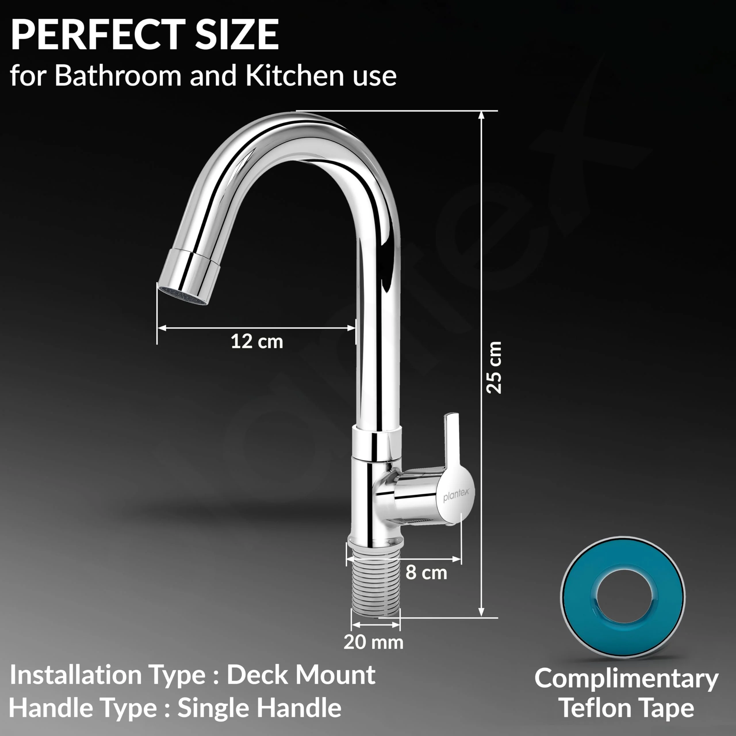Plantex Kitchen Sink Tap with Water Saving Aerator/Sink Tap for Kitchen Basin with 360° Swivel Spout/Bathroom Accessories - (Rio, Chrome) - Image 4