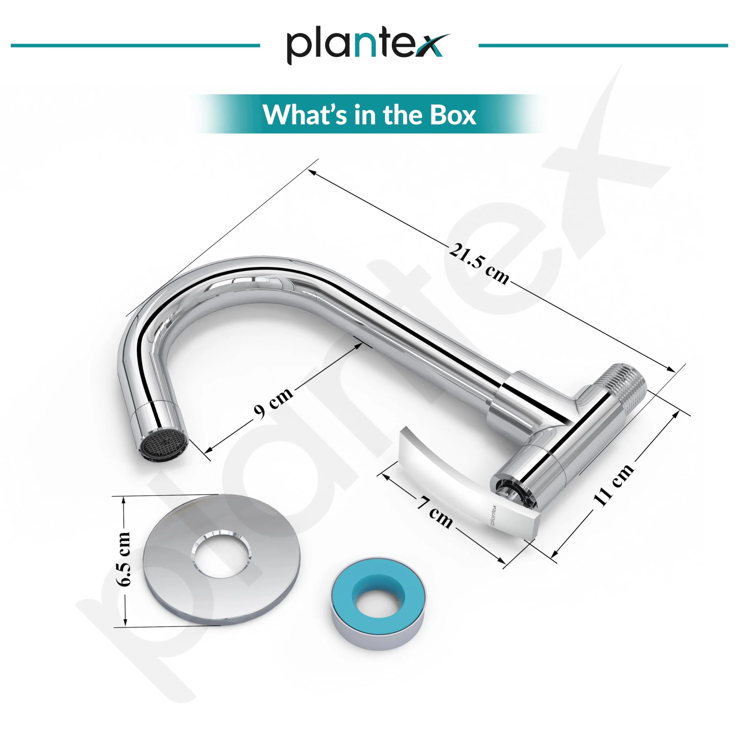 Plantex Kitchen Taps for Home Sink with Water Saving Aerator for Kitchen Tap/360ยฐ Swivel Spout Kitchen Sink Tap with Brass Wall Flange -(ZUR-1507-Chrome) - Image 3